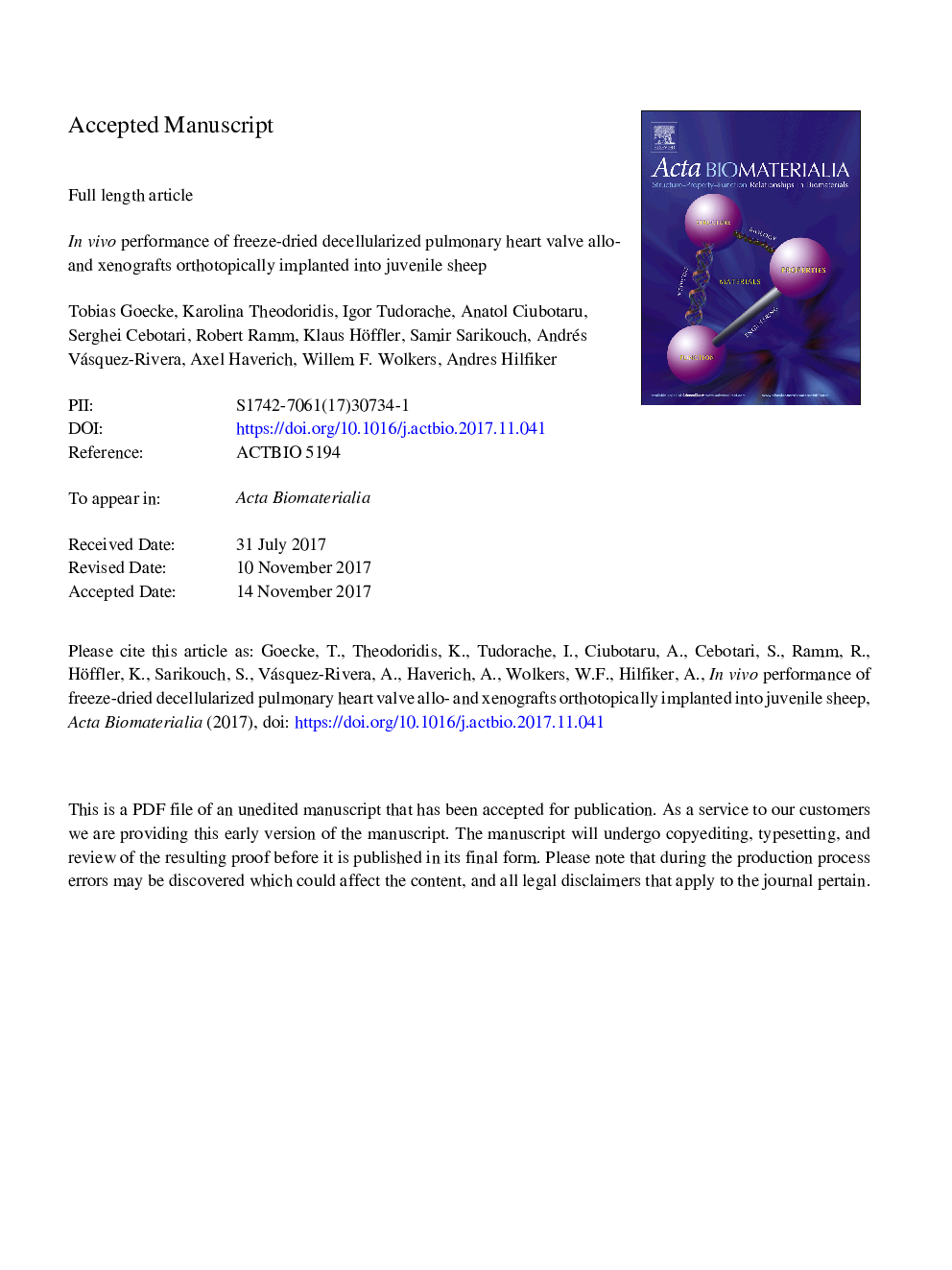 In vivo performance of freeze-dried decellularized pulmonary heart valve allo- and xenografts orthotopically implanted into juvenile sheep