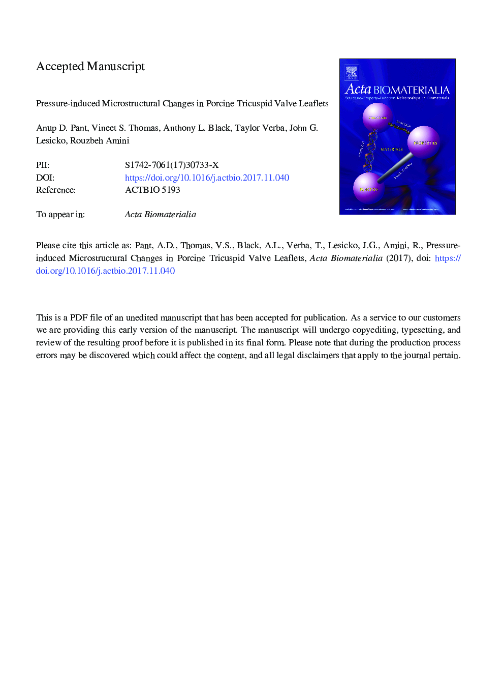 Pressure-induced microstructural changes in porcine tricuspid valve leaflets