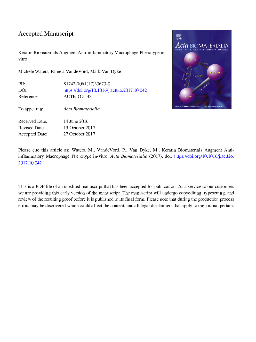 Keratin biomaterials augment anti-inflammatory macrophage phenotype in vitro