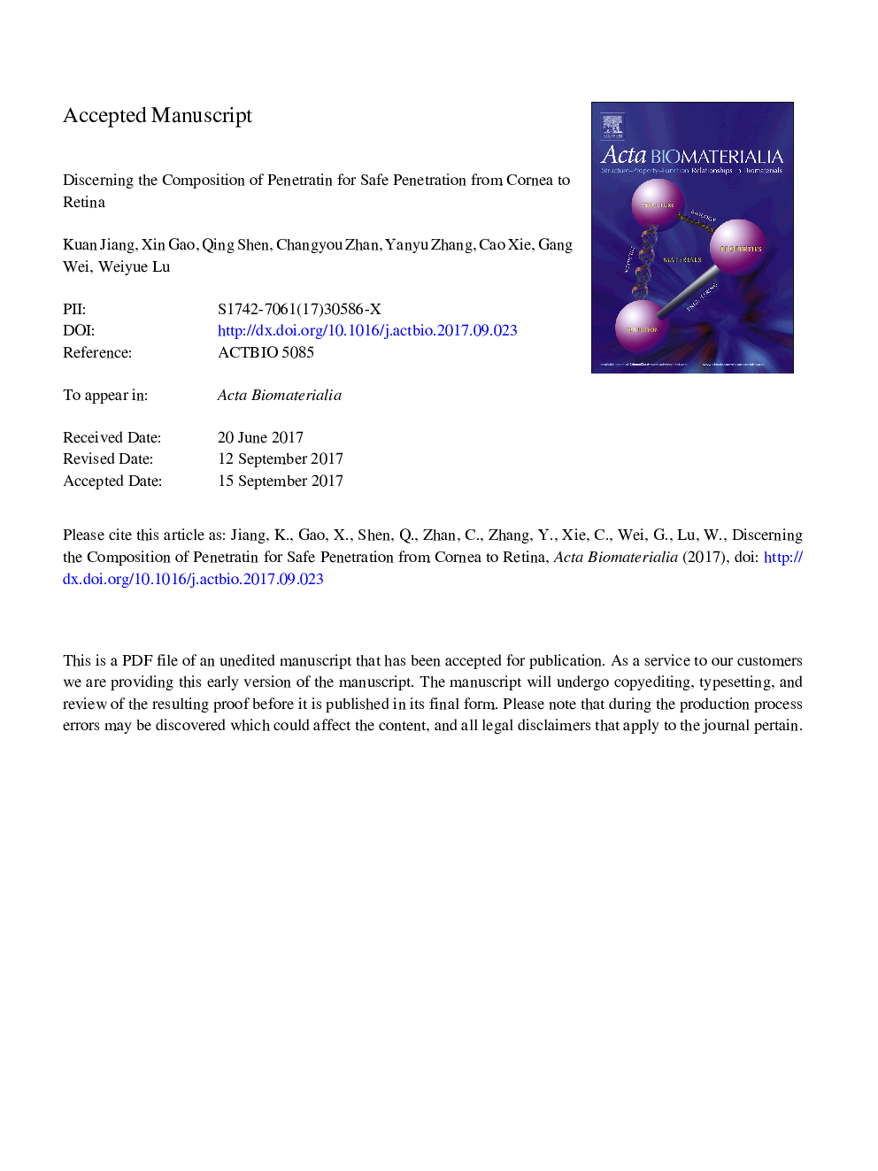 Discerning the composition of penetratin for safe penetration from cornea to retina