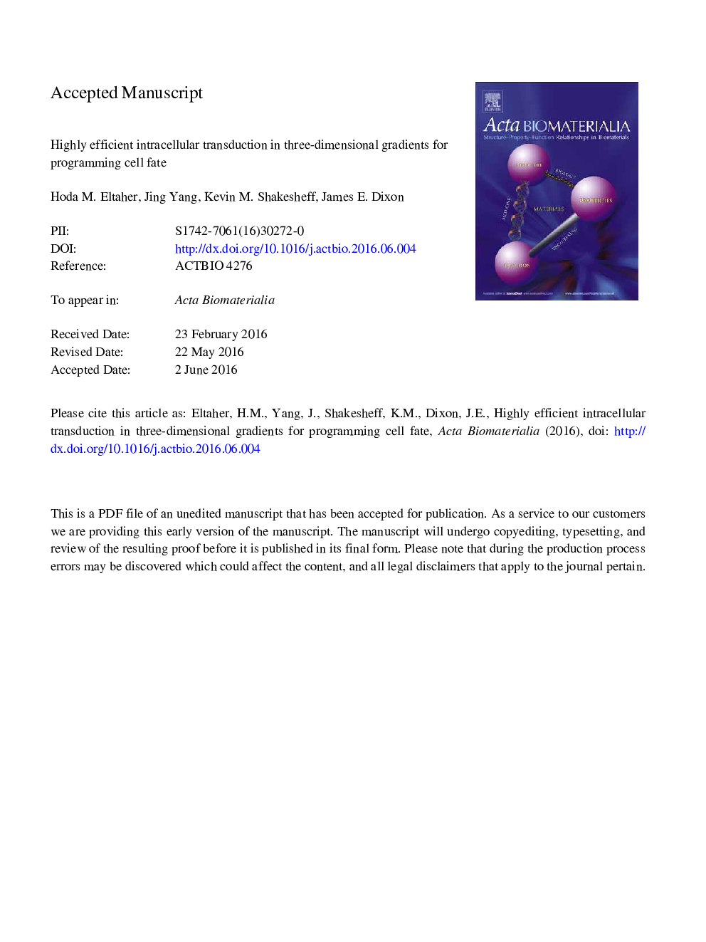 Highly efficient intracellular transduction in three-dimensional gradients for programming cell fate