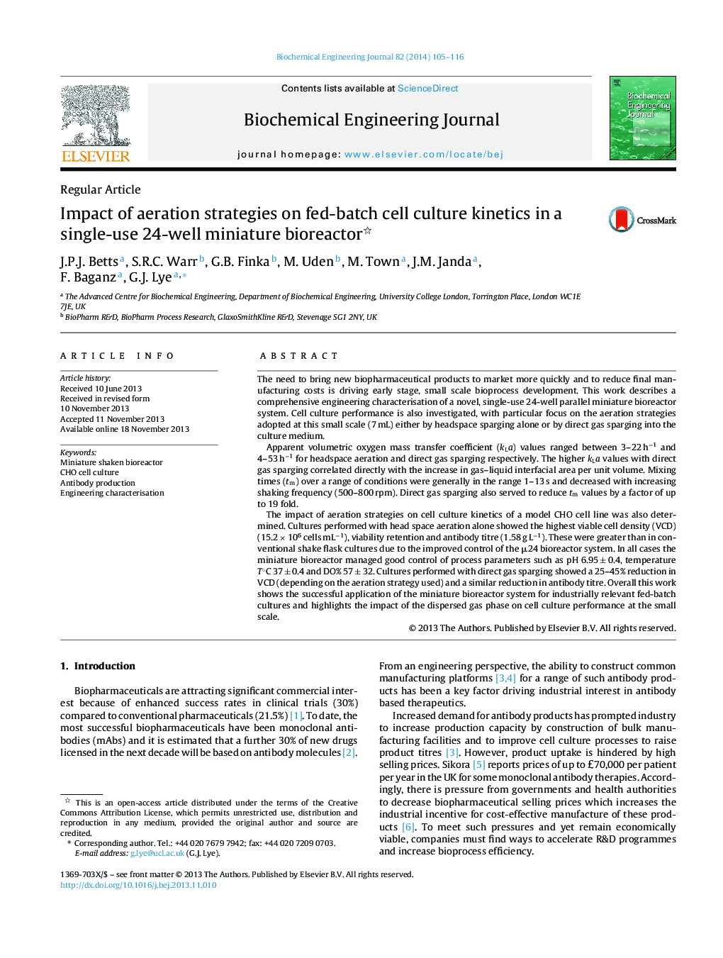 Impact of aeration strategies on fed-batch cell culture kinetics in a single-use 24-well miniature bioreactor