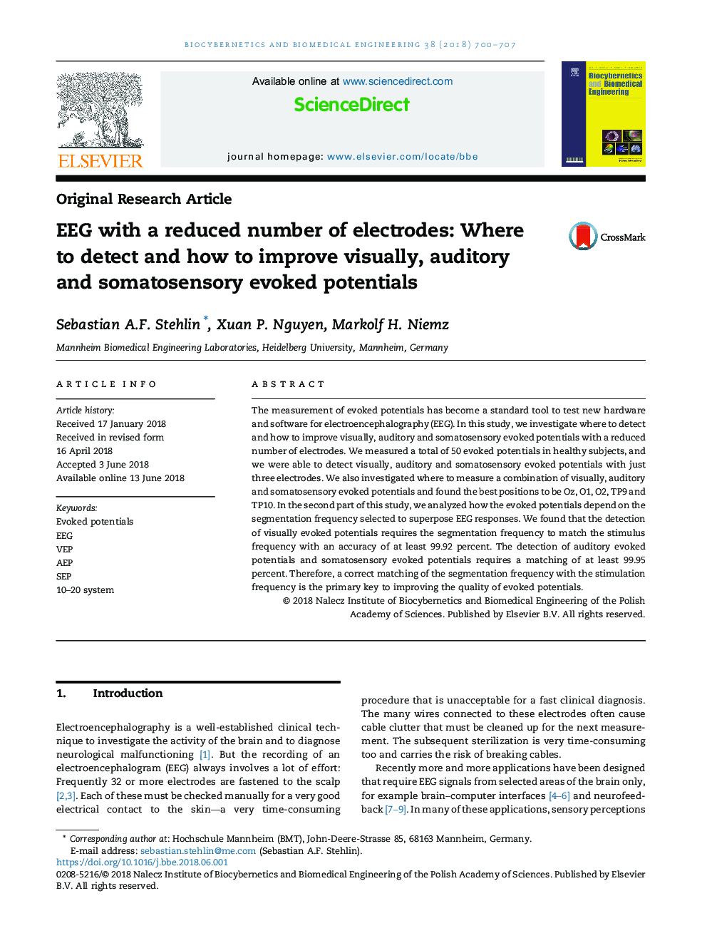 EEG with a reduced number of electrodes: Where to detect and how to improve visually, auditory and somatosensory evoked potentials