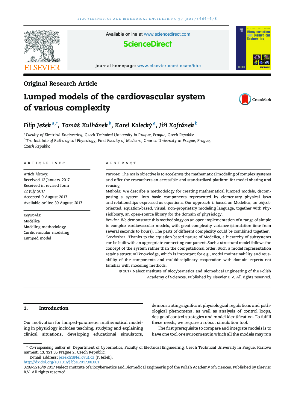 Lumped models of the cardiovascular system of various complexity