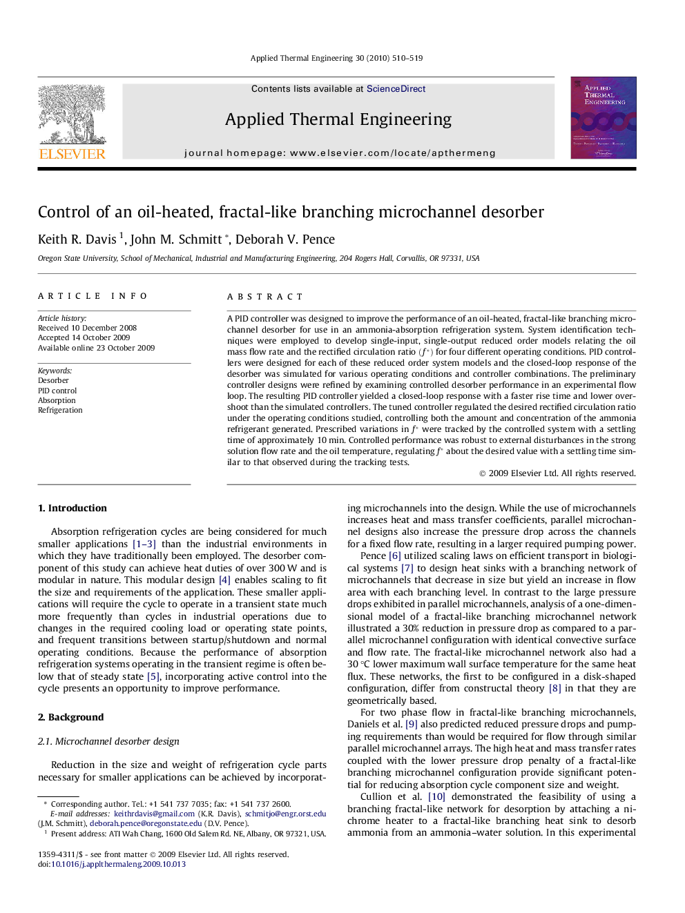 Control of an oil-heated, fractal-like branching microchannel desorber