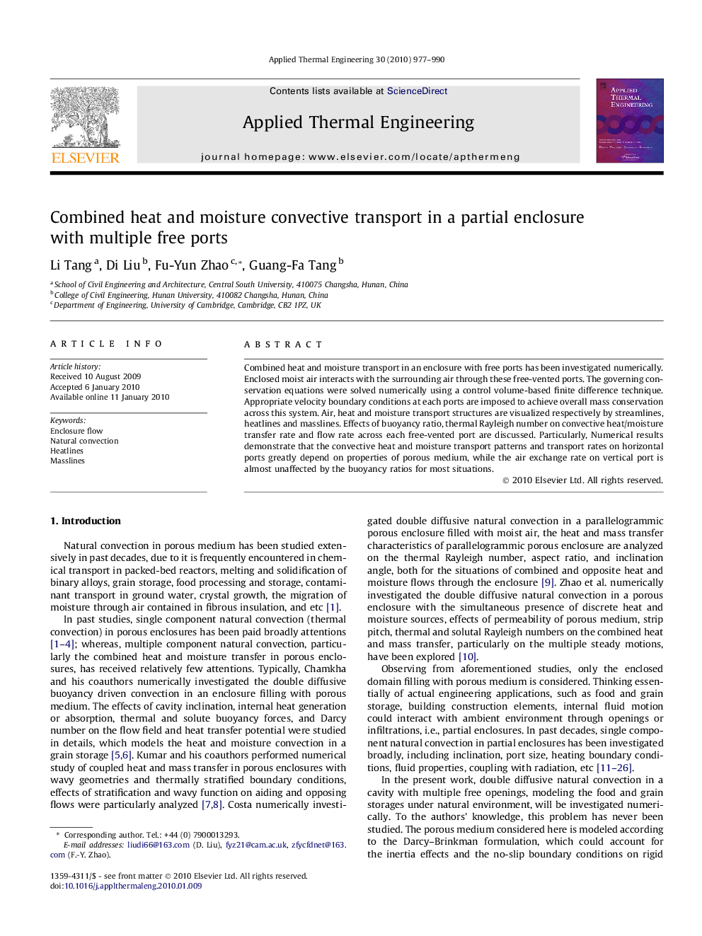 Combined heat and moisture convective transport in a partial enclosure with multiple free ports