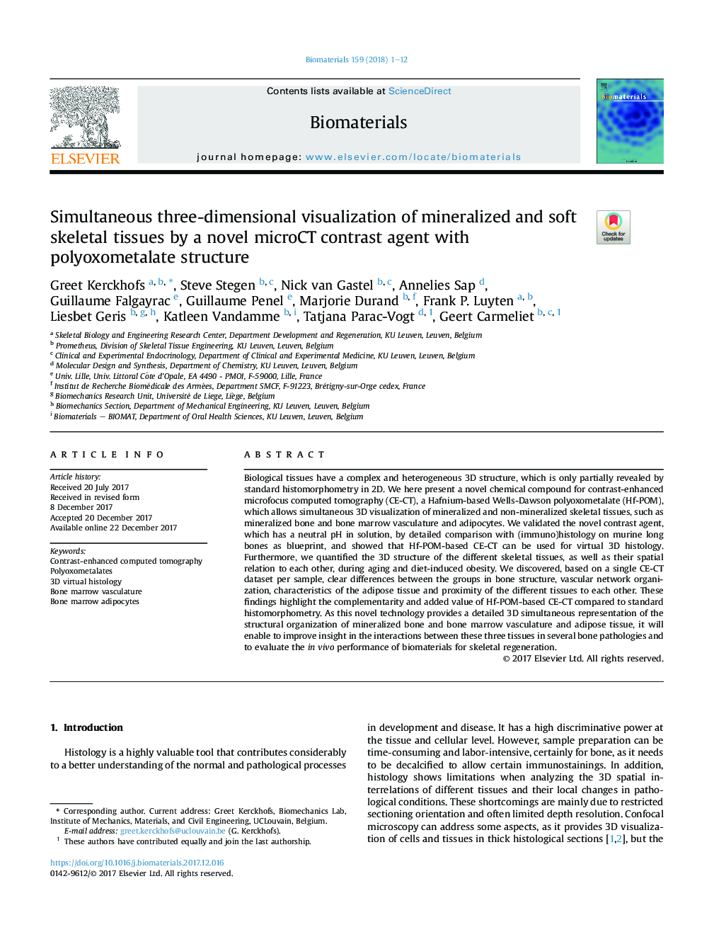 Simultaneous three-dimensional visualization of mineralized and soft skeletal tissues by a novel microCT contrast agent with polyoxometalate structure