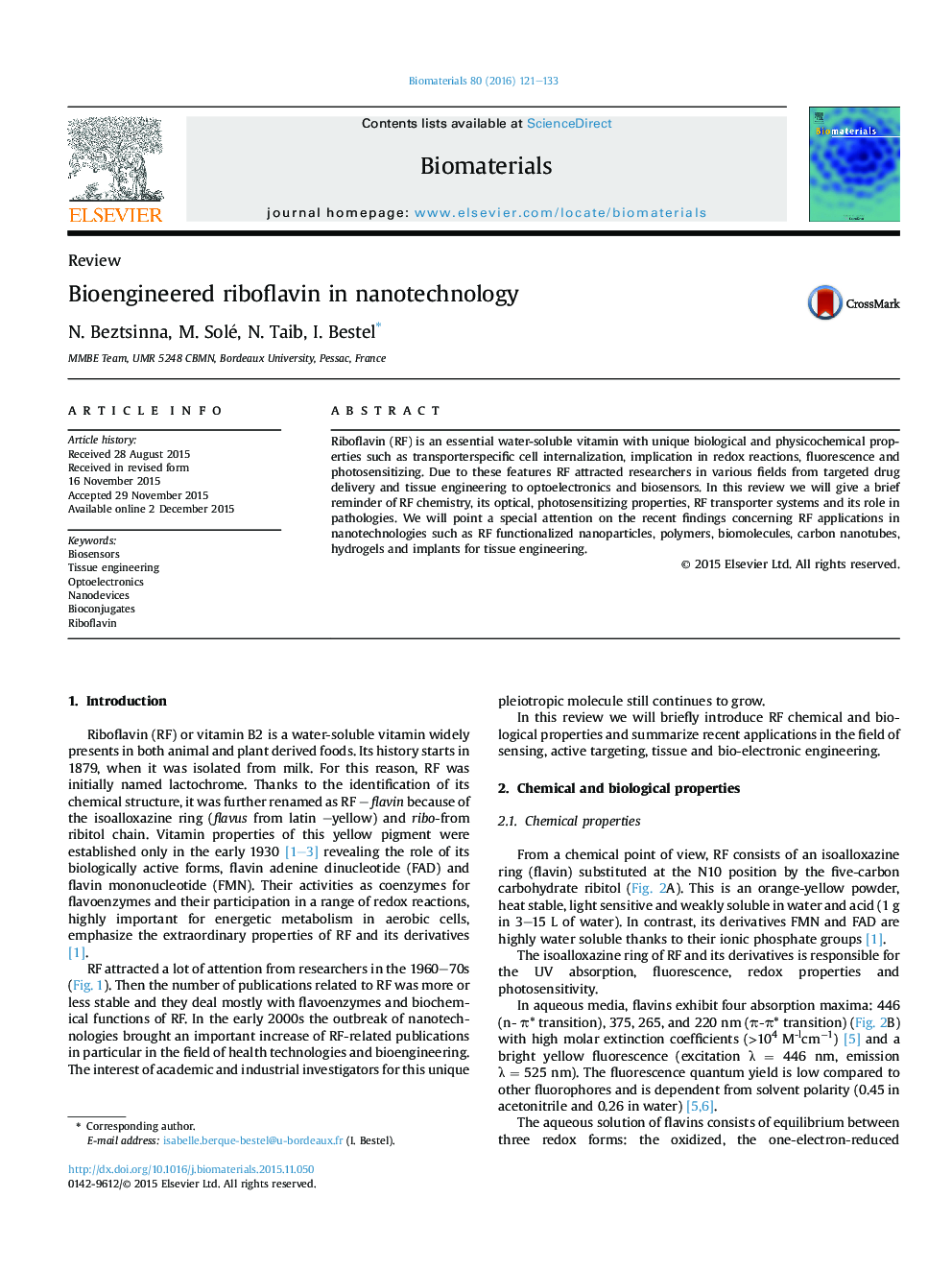 Bioengineered riboflavin in nanotechnology
