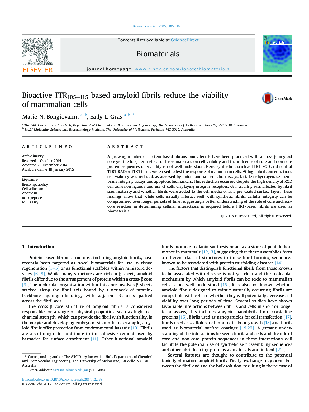 Bioactive TTR105-115-based amyloid fibrils reduce the viability of mammalian cells