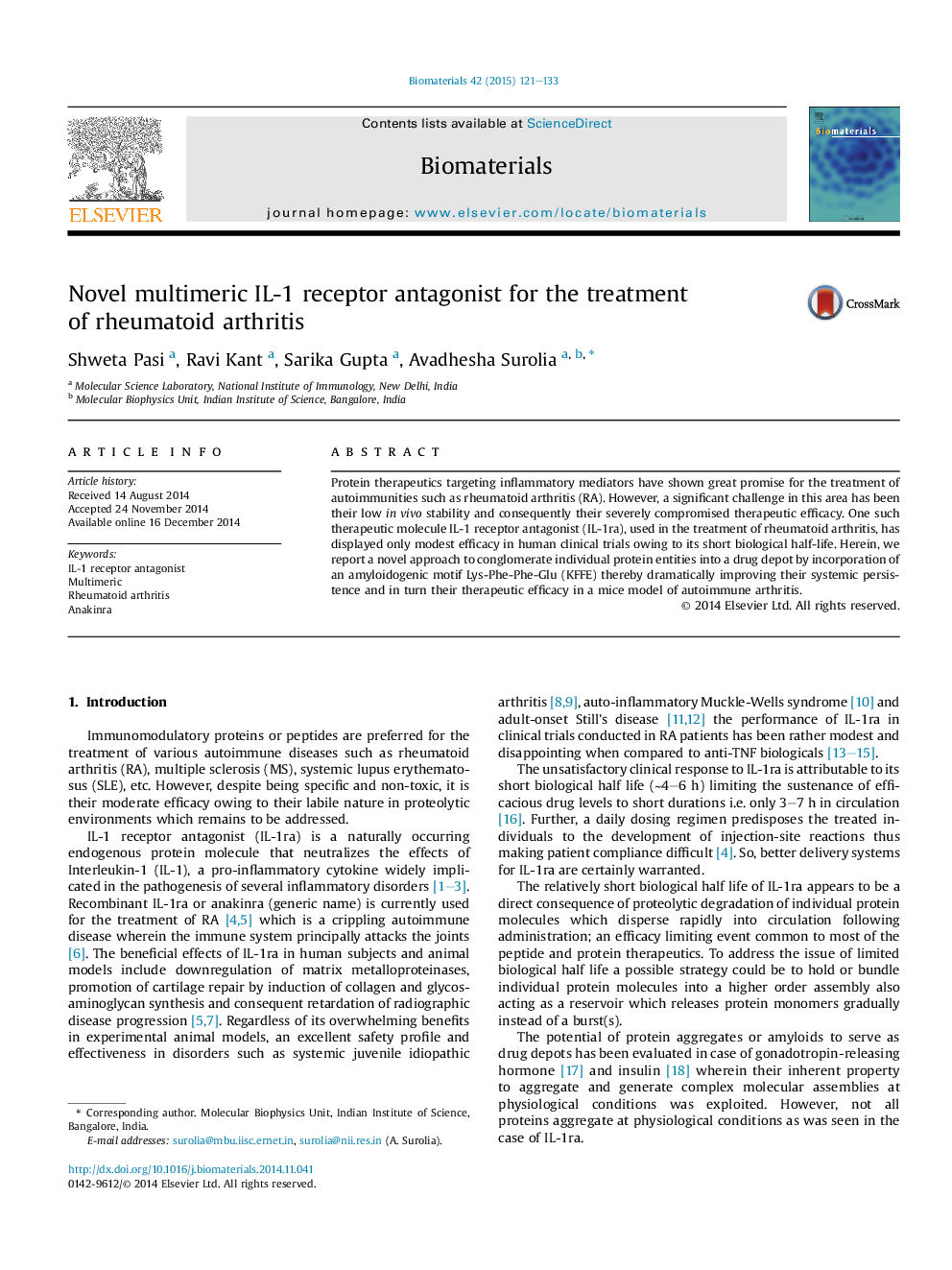 Novel multimeric IL-1 receptor antagonist for the treatment of rheumatoid arthritis