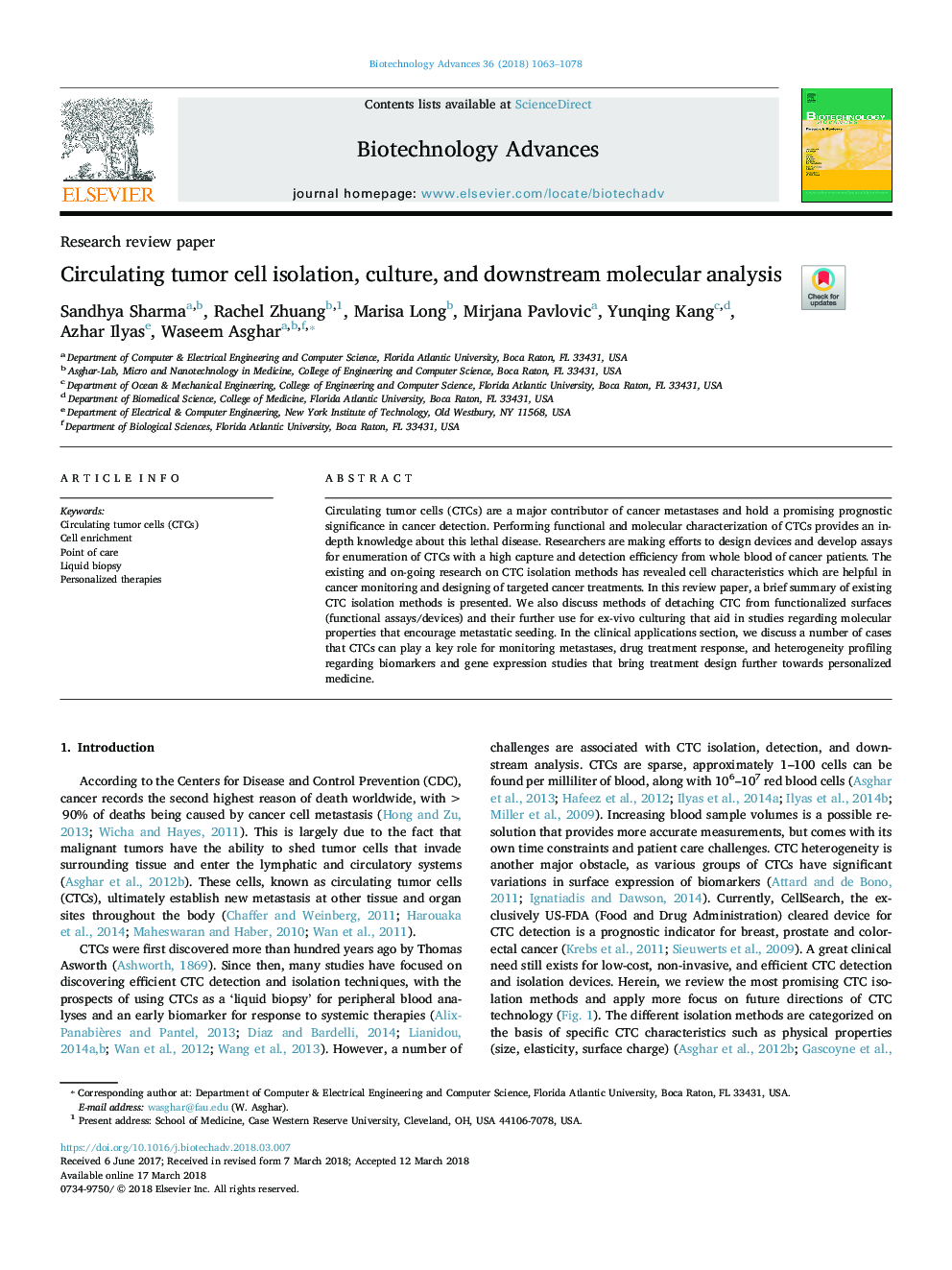 Circulating tumor cell isolation, culture, and downstream molecular analysis