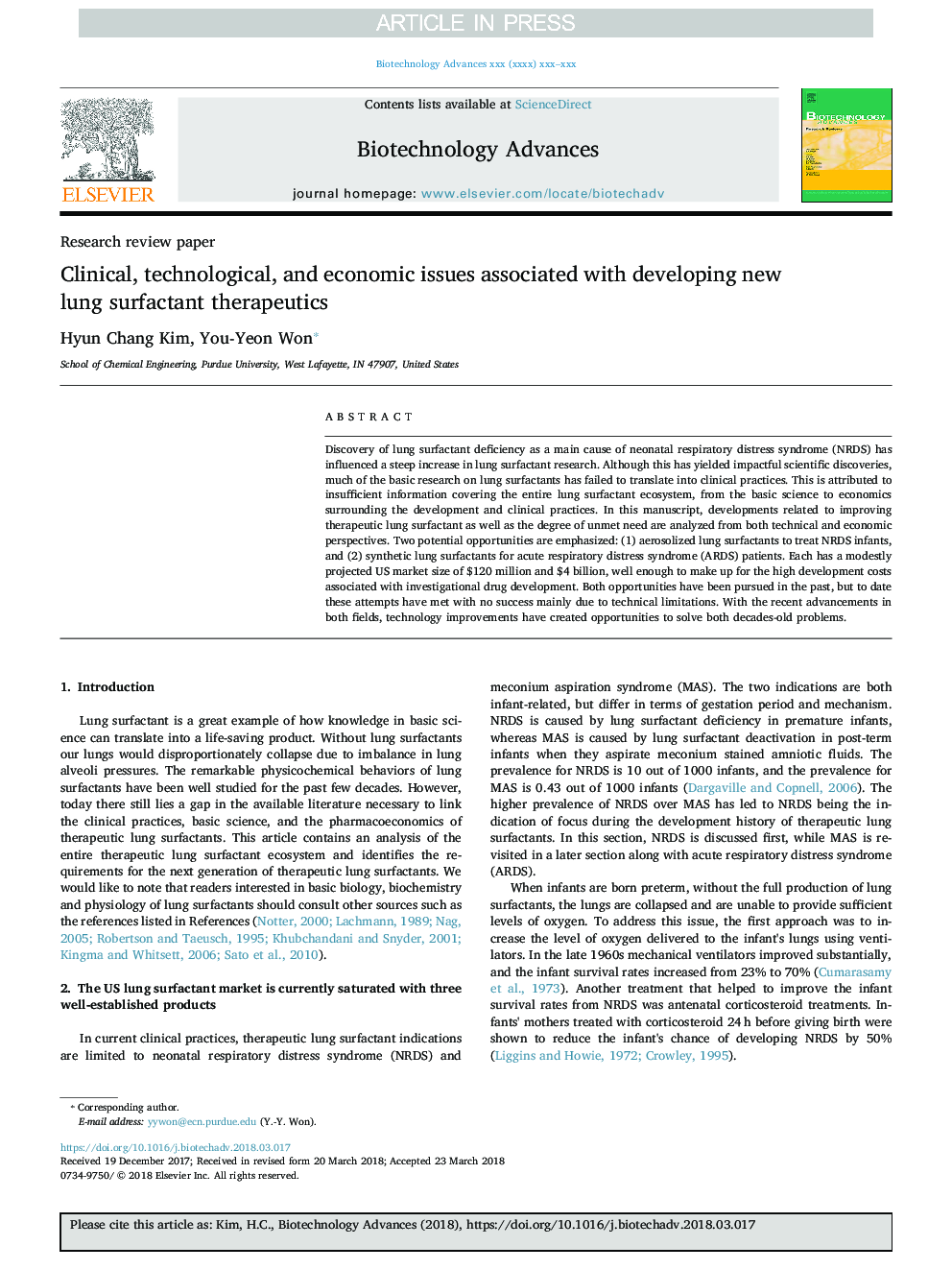 Clinical, technological, and economic issues associated with developing new lung surfactant therapeutics