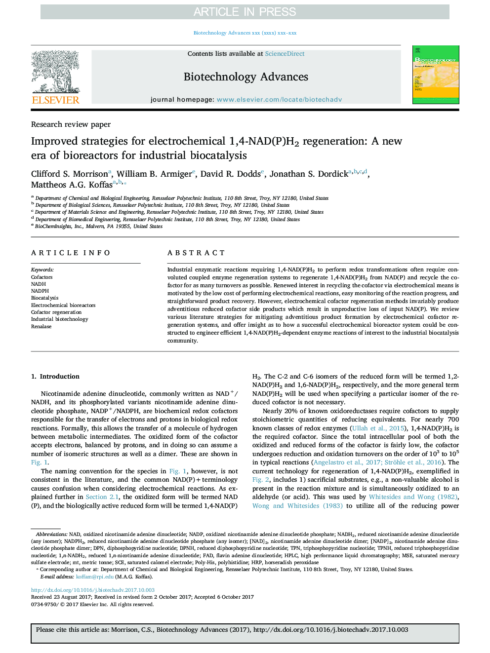 Improved strategies for electrochemical 1,4-NAD(P)H2 regeneration: A new era of bioreactors for industrial biocatalysis