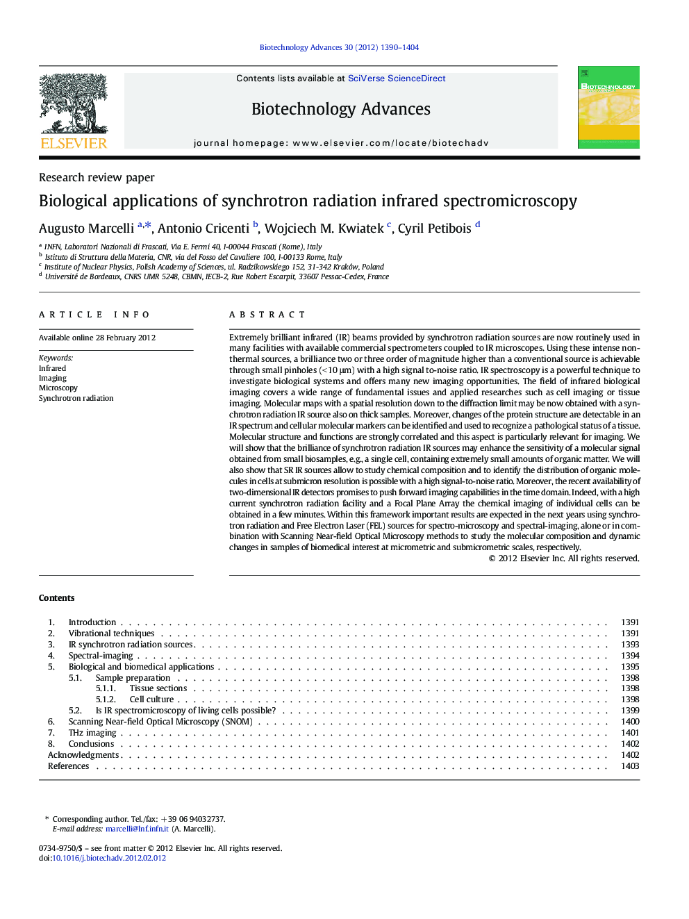 Biological applications of synchrotron radiation infrared spectromicroscopy