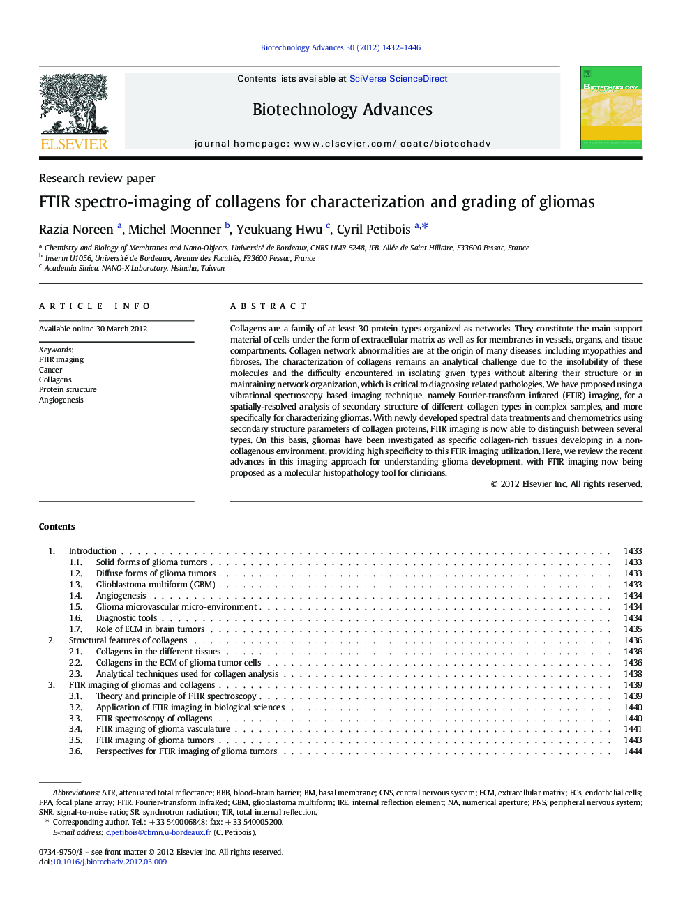 FTIR spectro-imaging of collagens for characterization and grading of gliomas