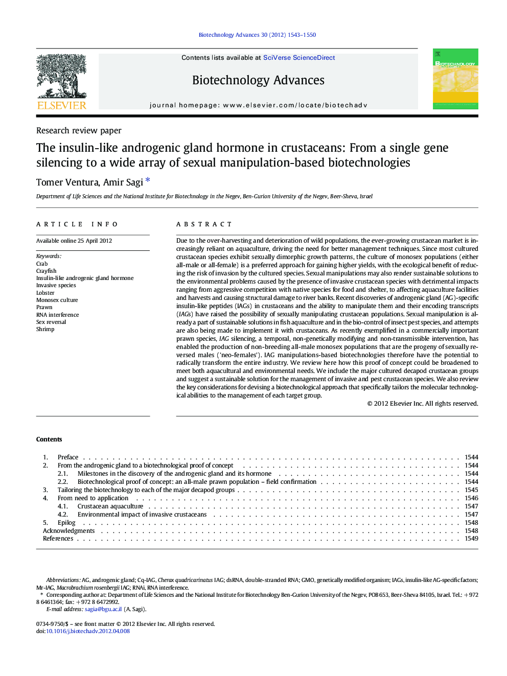 The insulin-like androgenic gland hormone in crustaceans: From a single gene silencing to a wide array of sexual manipulation-based biotechnologies