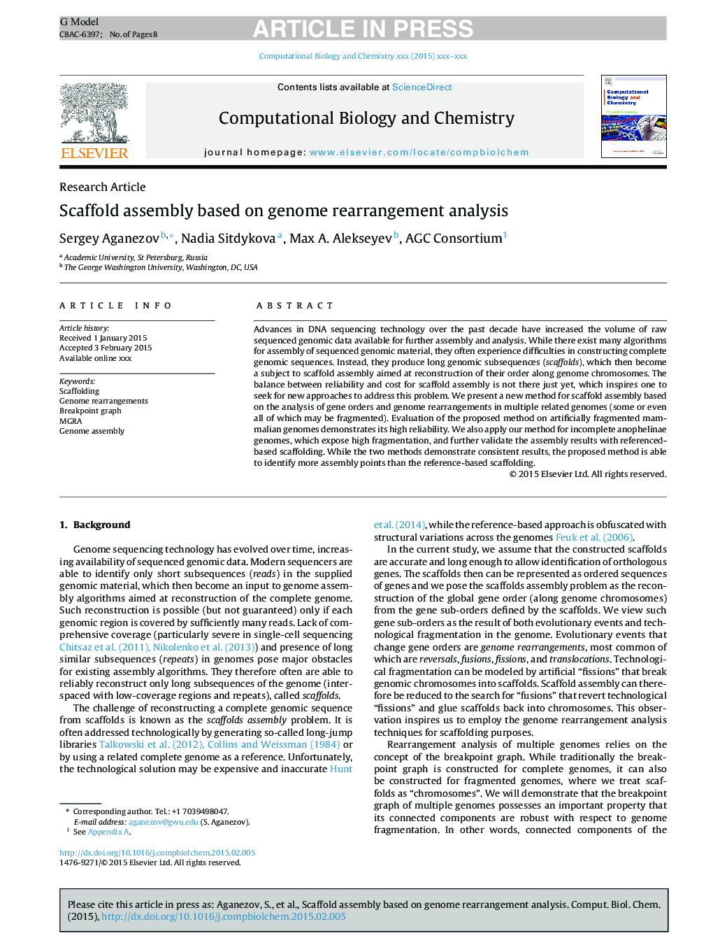 Scaffold assembly based on genome rearrangement analysis