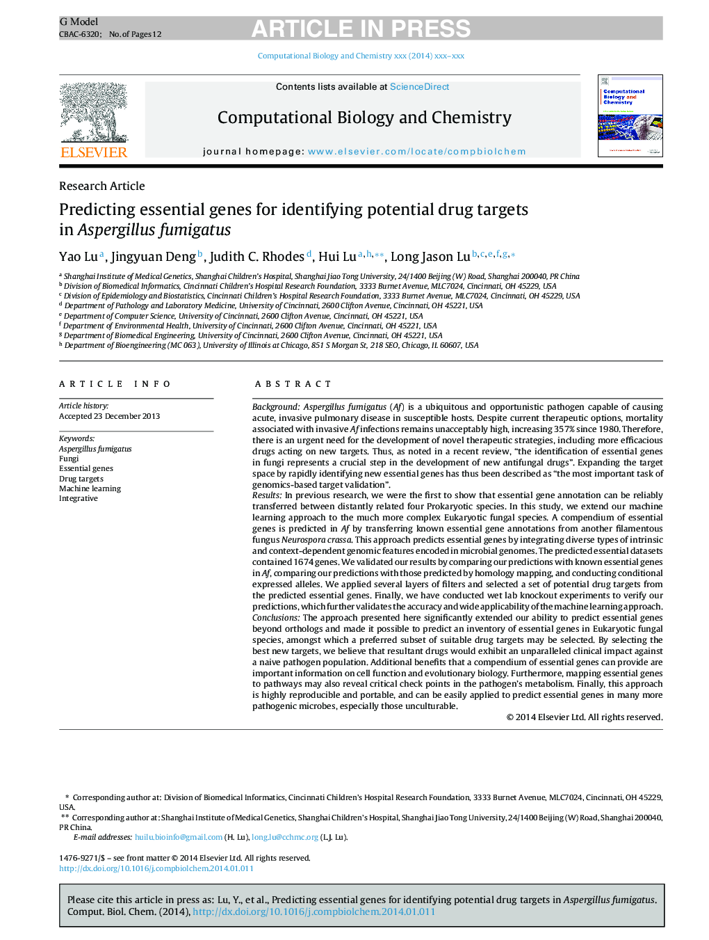 Predicting essential genes for identifying potential drug targets in Aspergillus fumigatus