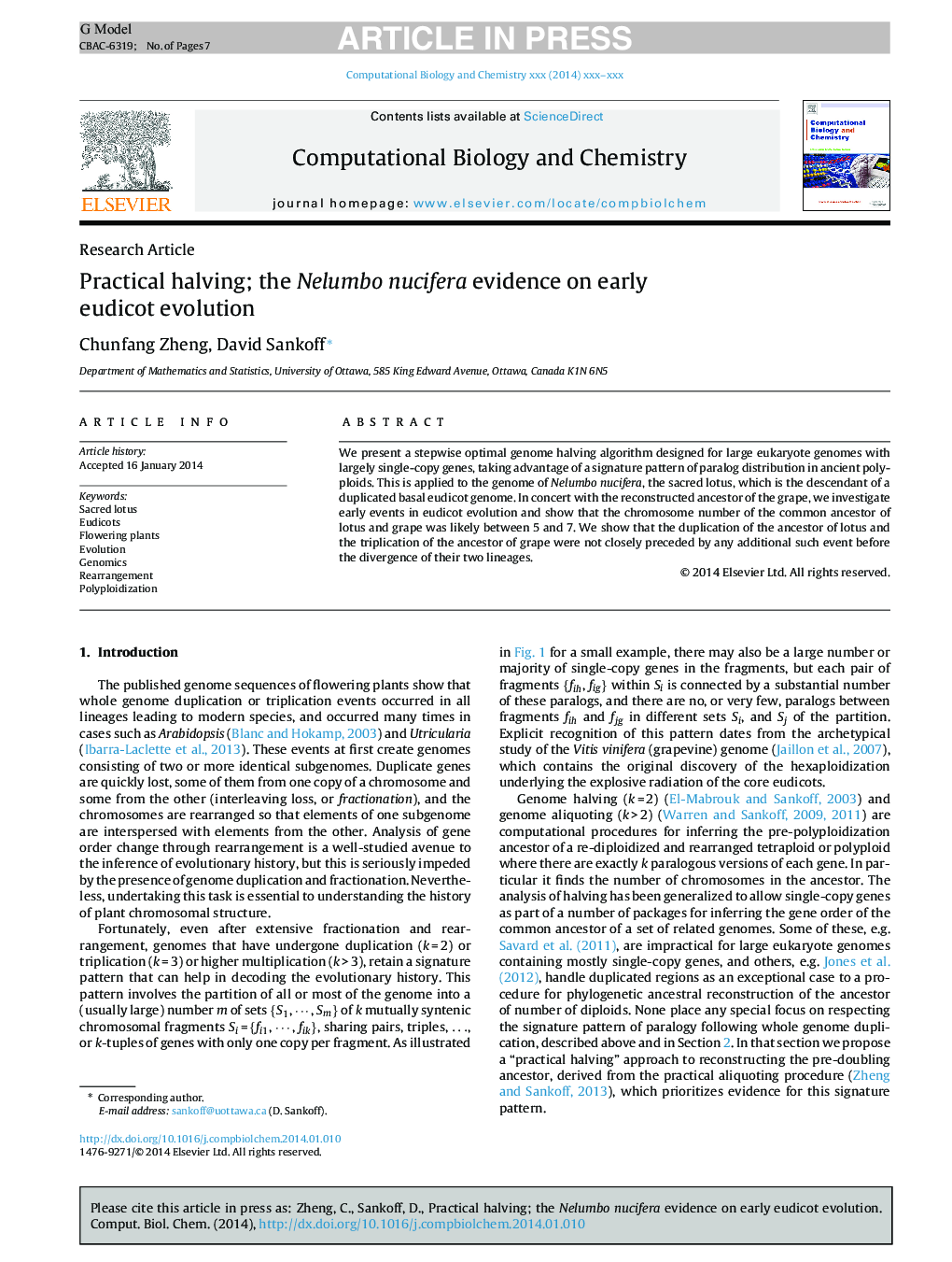 Practical halving; the Nelumbo nucifera evidence on early eudicot evolution