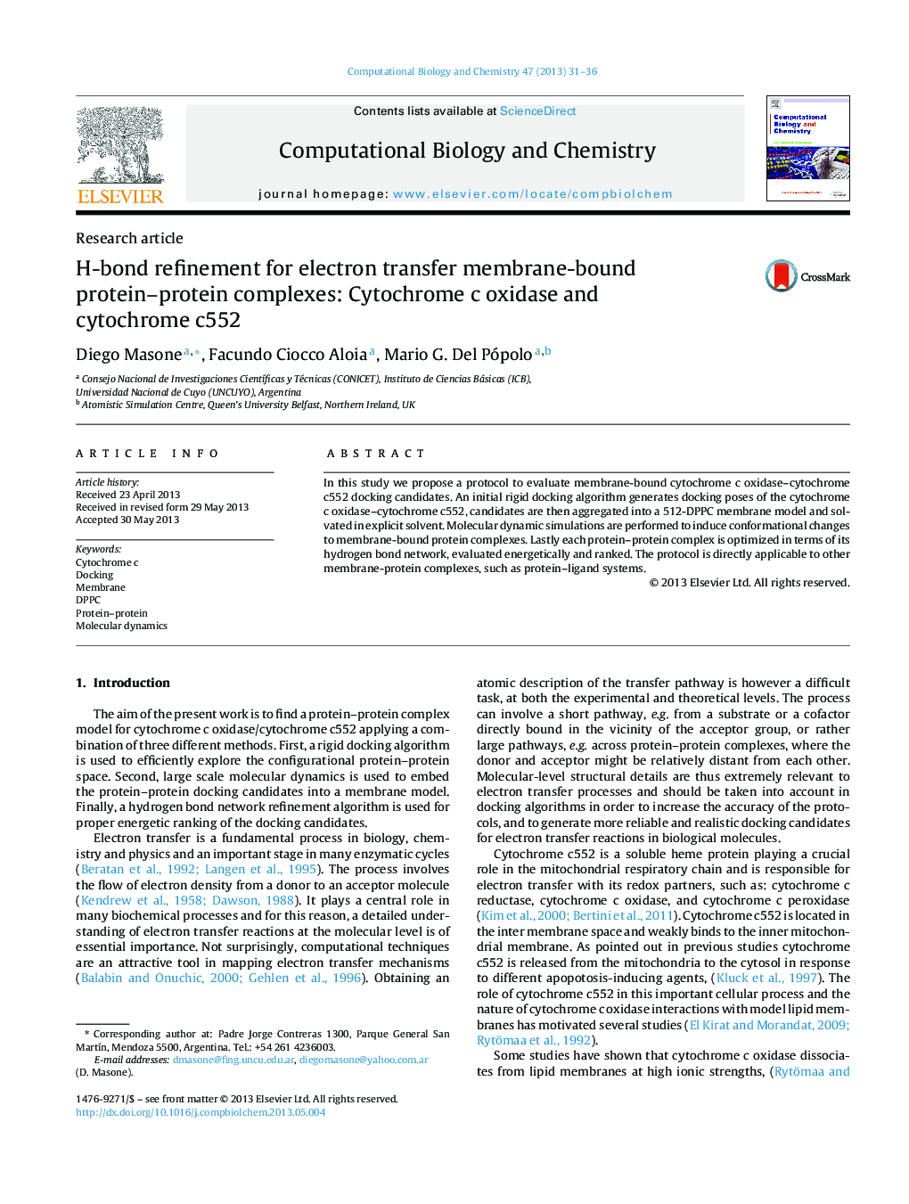 H-bond refinement for electron transfer membrane-bound protein-protein complexes: Cytochrome c oxidase and cytochrome c552