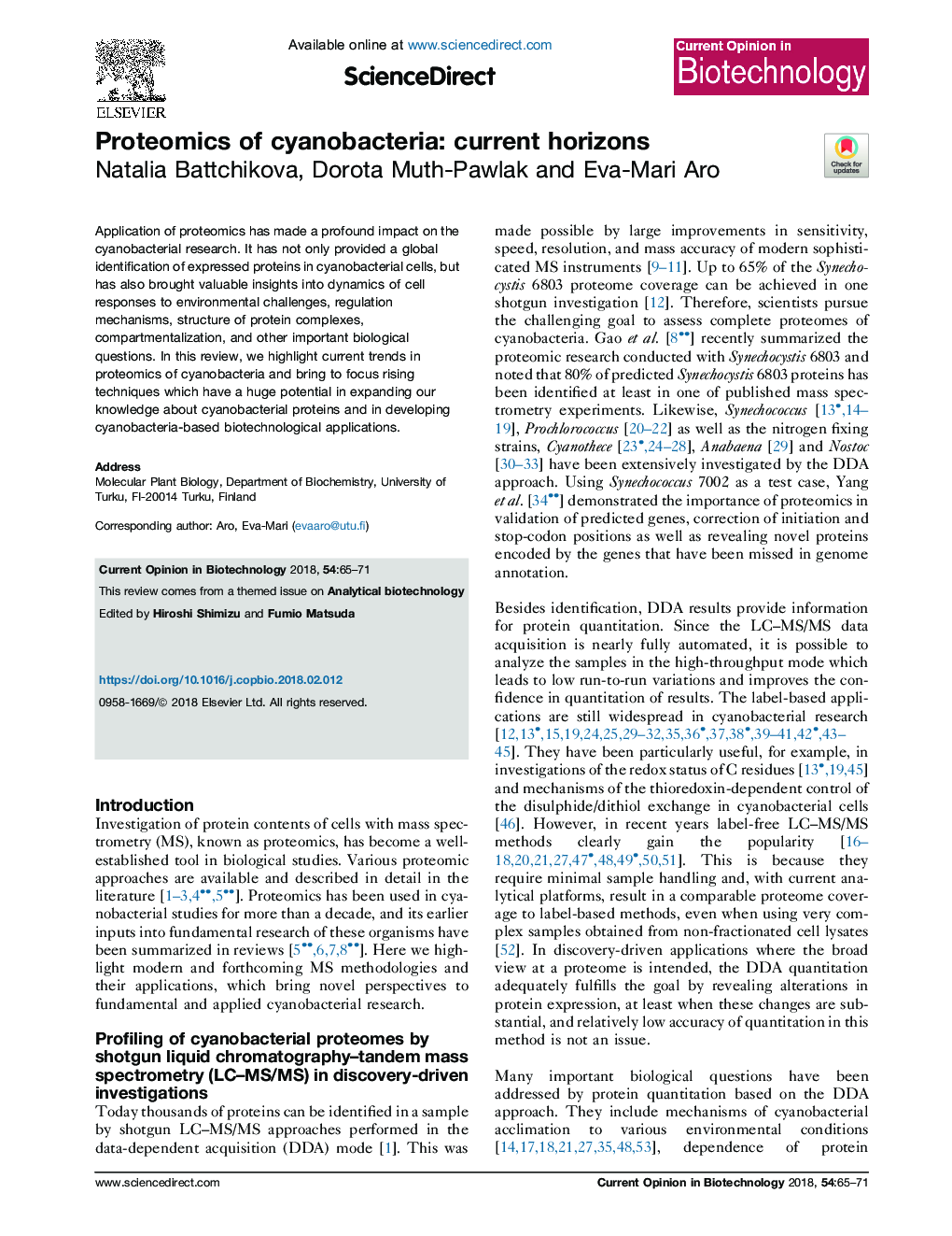 Proteomics of cyanobacteria: current horizons