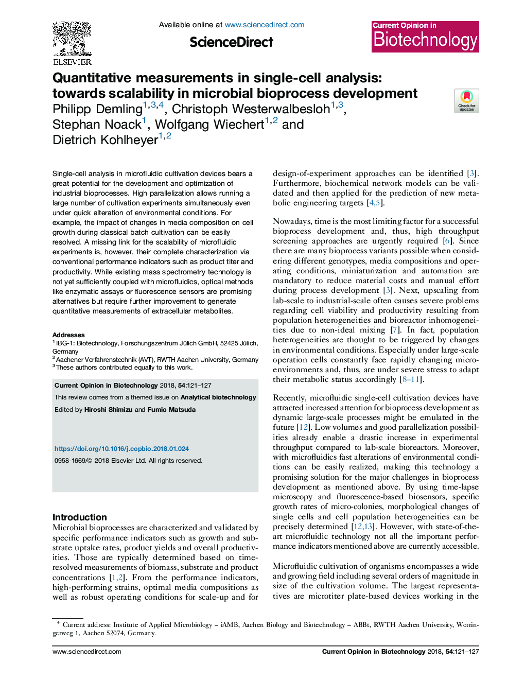 Quantitative measurements in single-cell analysis: towards scalability in microbial bioprocess development