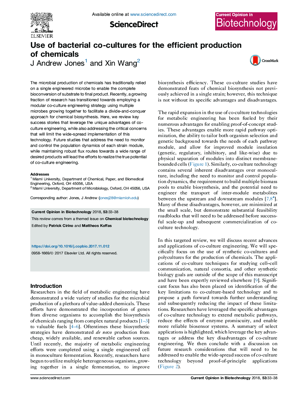 Use of bacterial co-cultures for the efficient production of chemicals