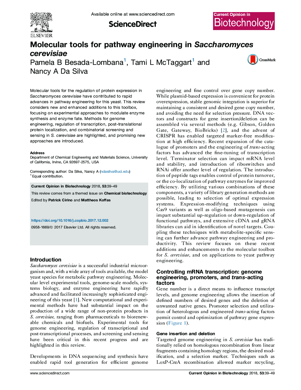 Molecular tools for pathway engineering in Saccharomyces cerevisiae
