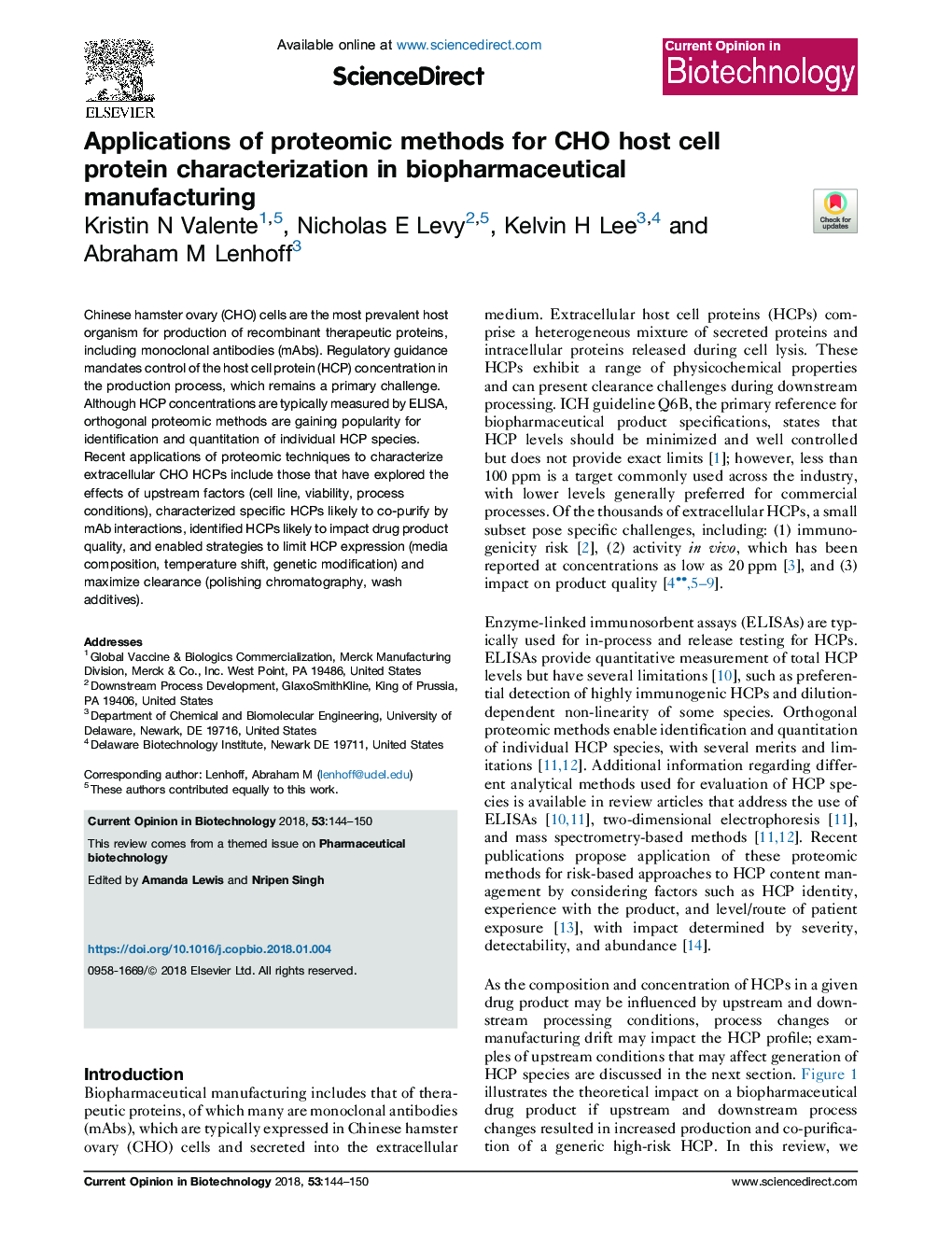Applications of proteomic methods for CHO host cell protein characterization in biopharmaceutical manufacturing