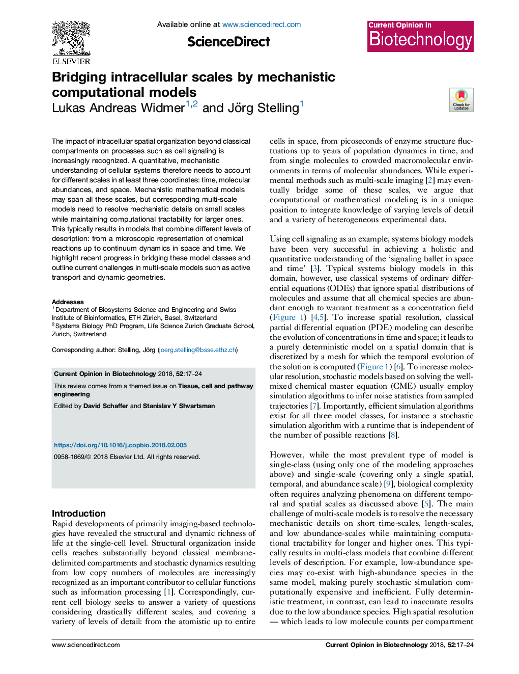 Bridging intracellular scales by mechanistic computational models