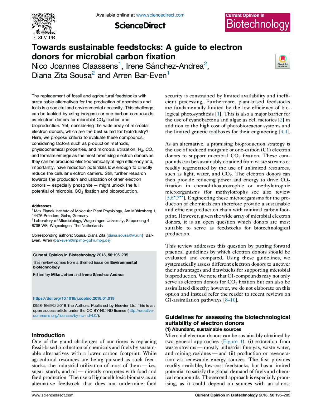 Towards sustainable feedstocks: A guide to electron donors for microbial carbon fixation