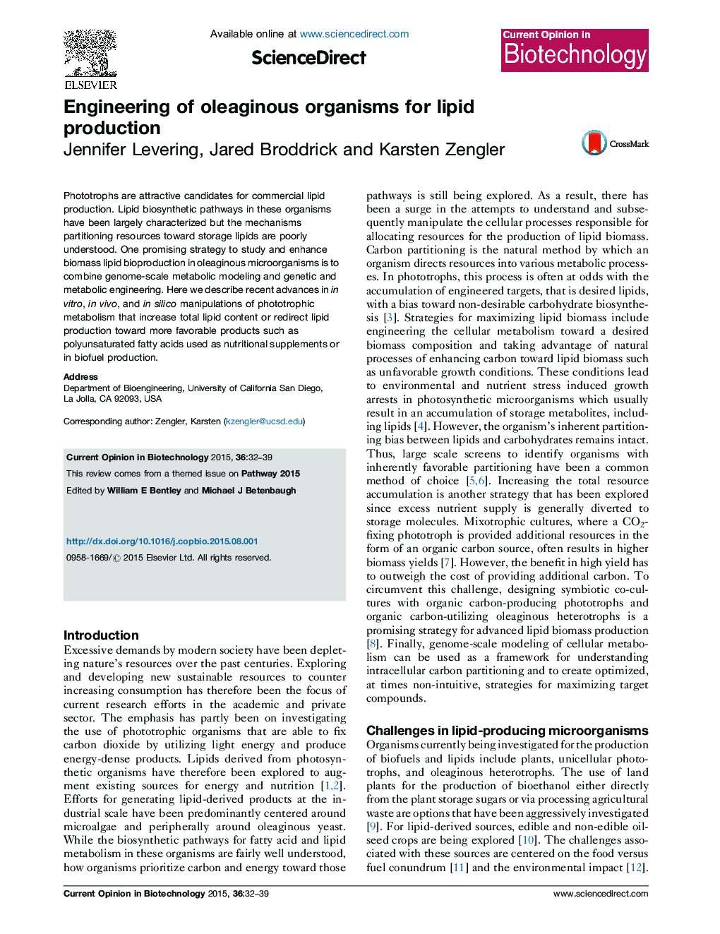 Engineering of oleaginous organisms for lipid production