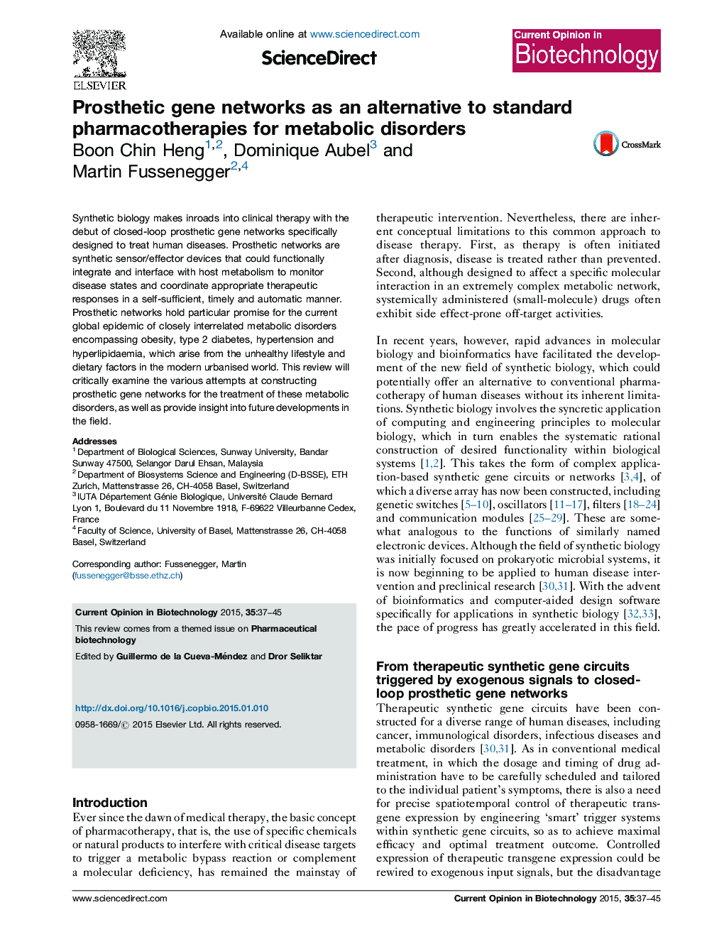 Prosthetic gene networks as an alternative to standard pharmacotherapies for metabolic disorders