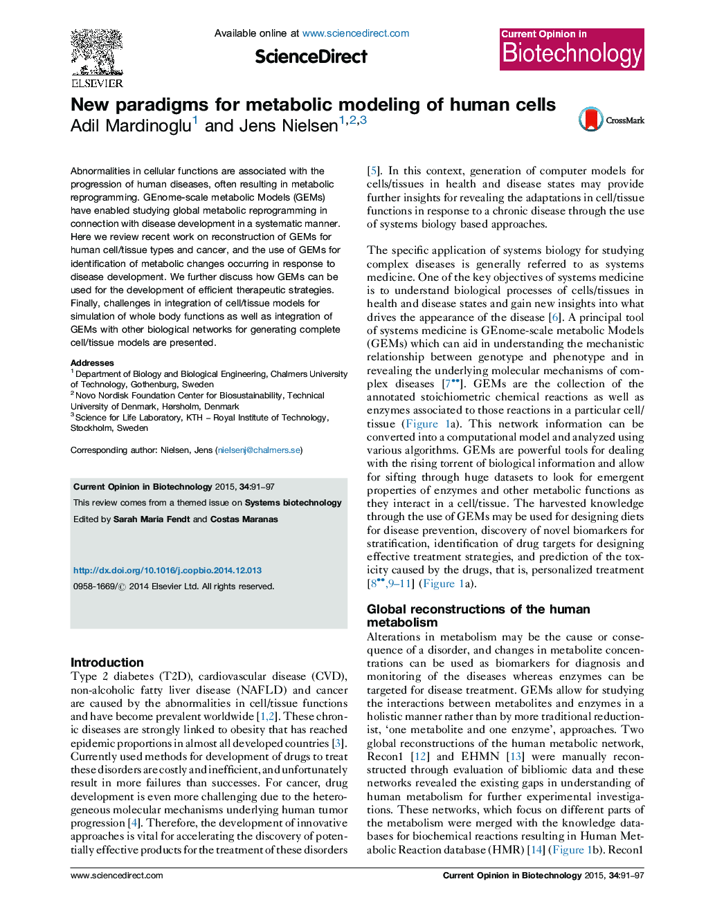 New paradigms for metabolic modeling of human cells