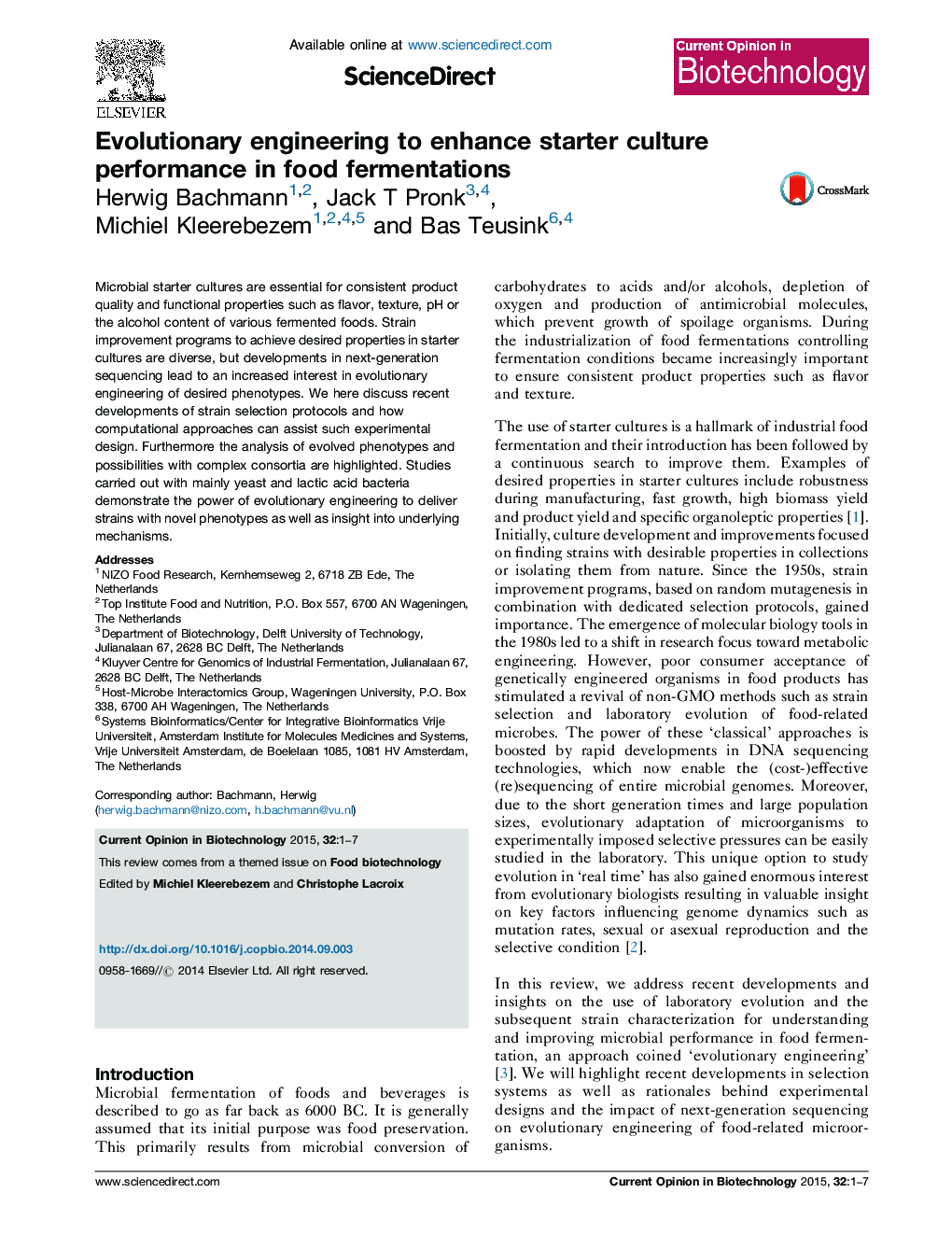 Evolutionary engineering to enhance starter culture performance in food fermentations