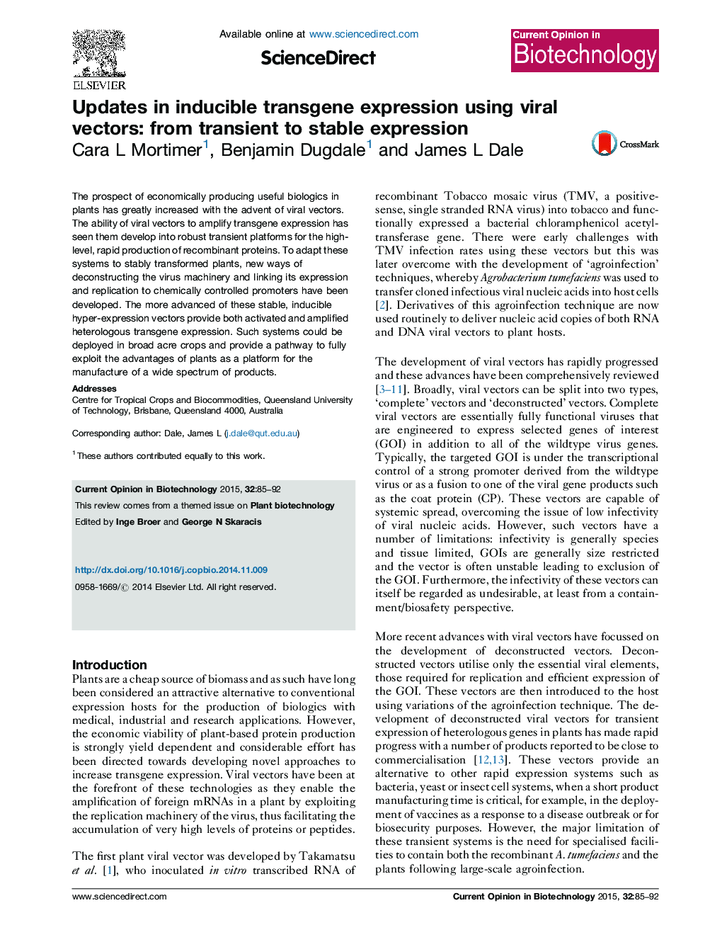 Updates in inducible transgene expression using viral vectors: from transient to stable expression