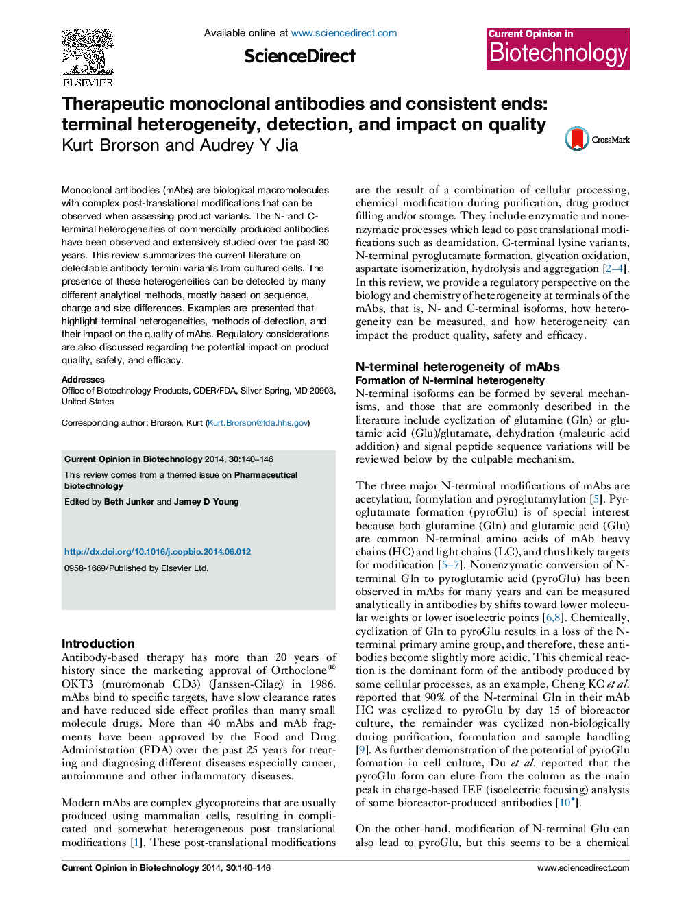 Therapeutic monoclonal antibodies and consistent ends: terminal heterogeneity, detection, and impact on quality