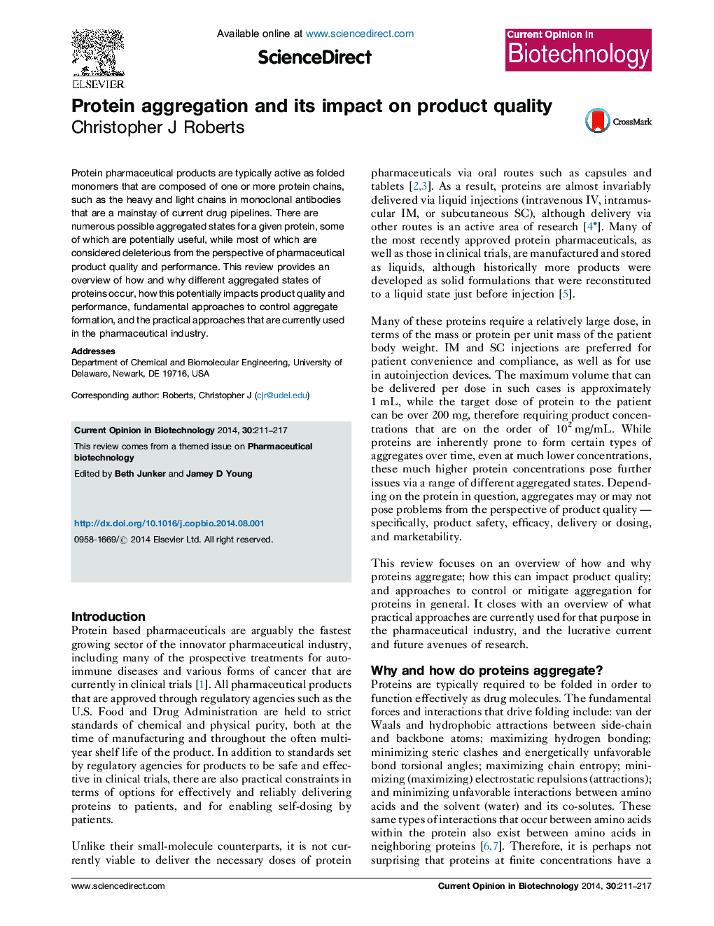 Protein aggregation and its impact on product quality