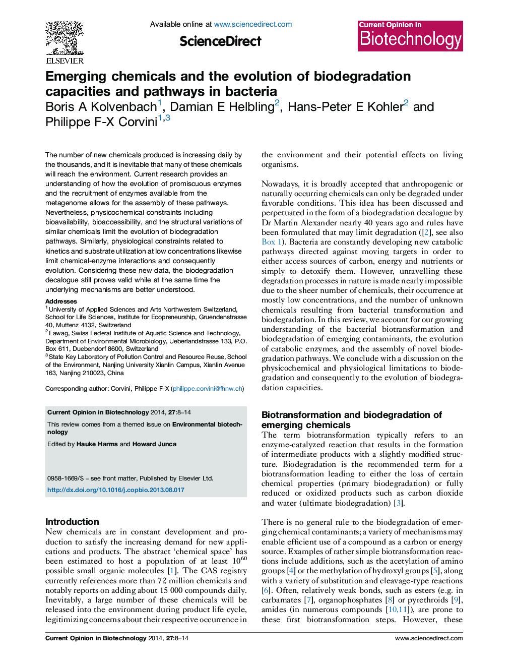 Emerging chemicals and the evolution of biodegradation capacities and pathways in bacteria