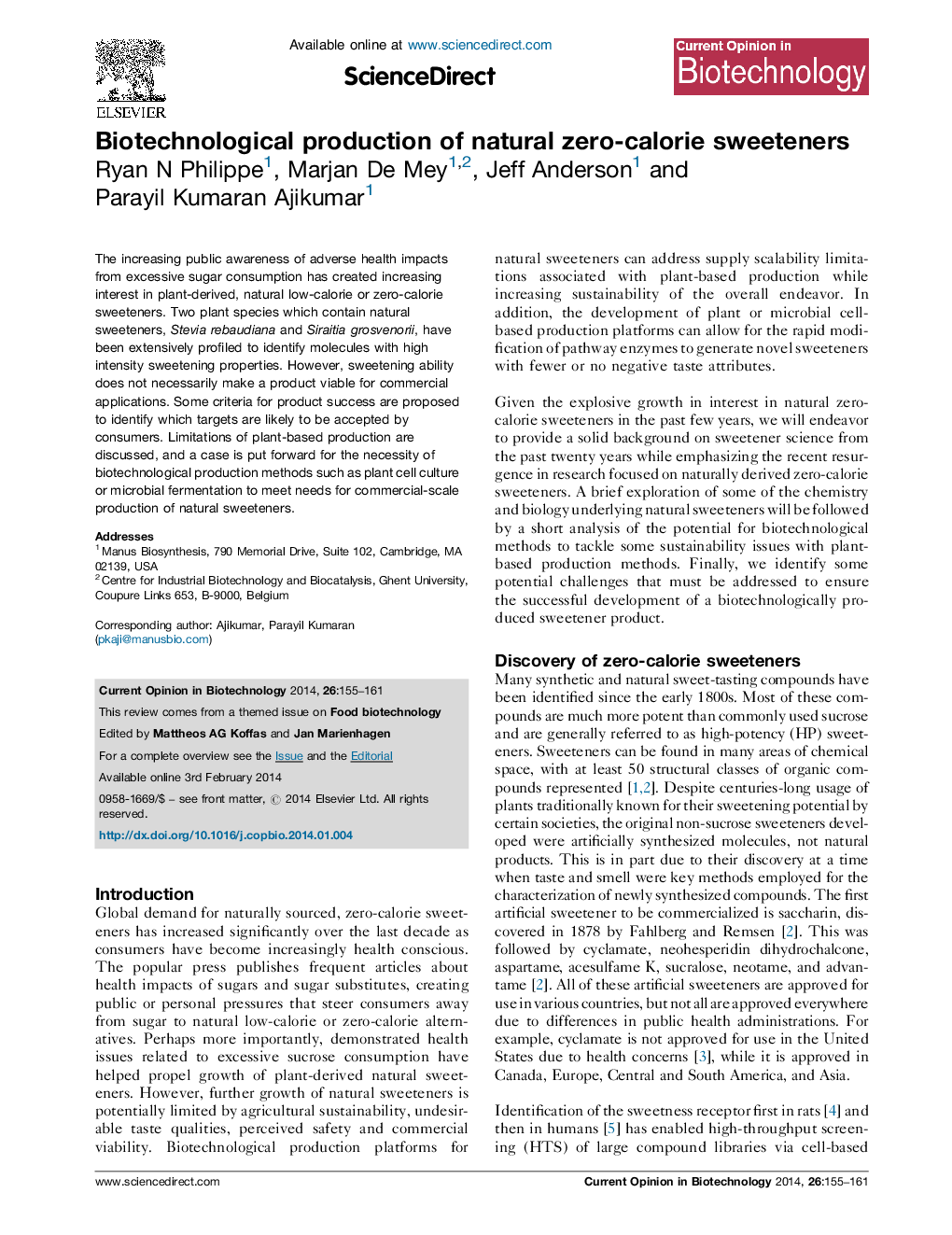 Biotechnological production of natural zero-calorie sweeteners