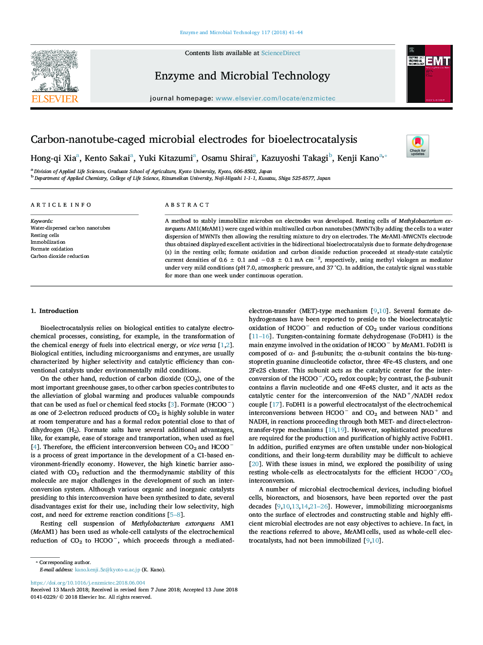 Carbon-nanotube-caged microbial electrodes for bioelectrocatalysis