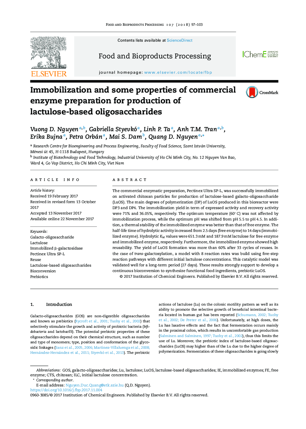 Immobilization and some properties of commercial enzyme preparation for production of lactulose-based oligosaccharides