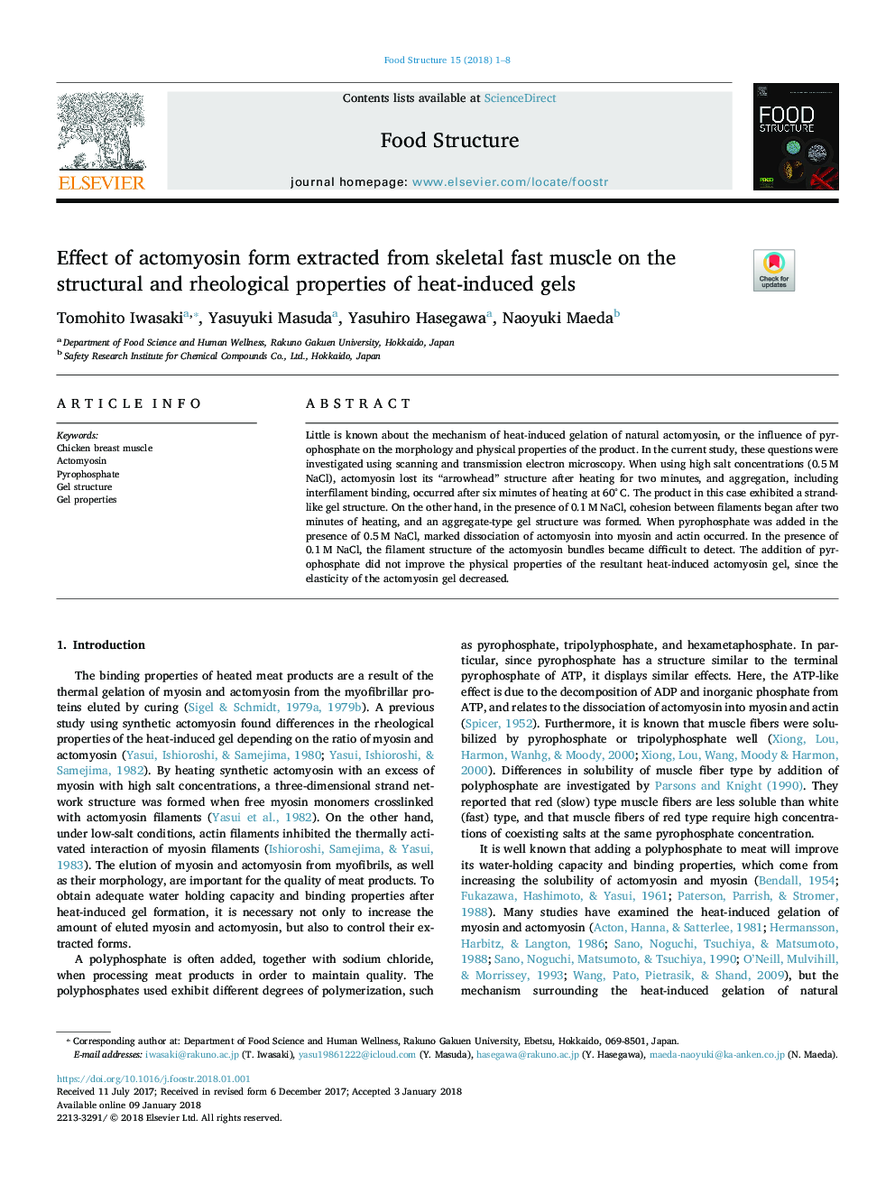 Effect of actomyosin form extracted from skeletal fast muscle on the structural and rheological properties of heat-induced gels