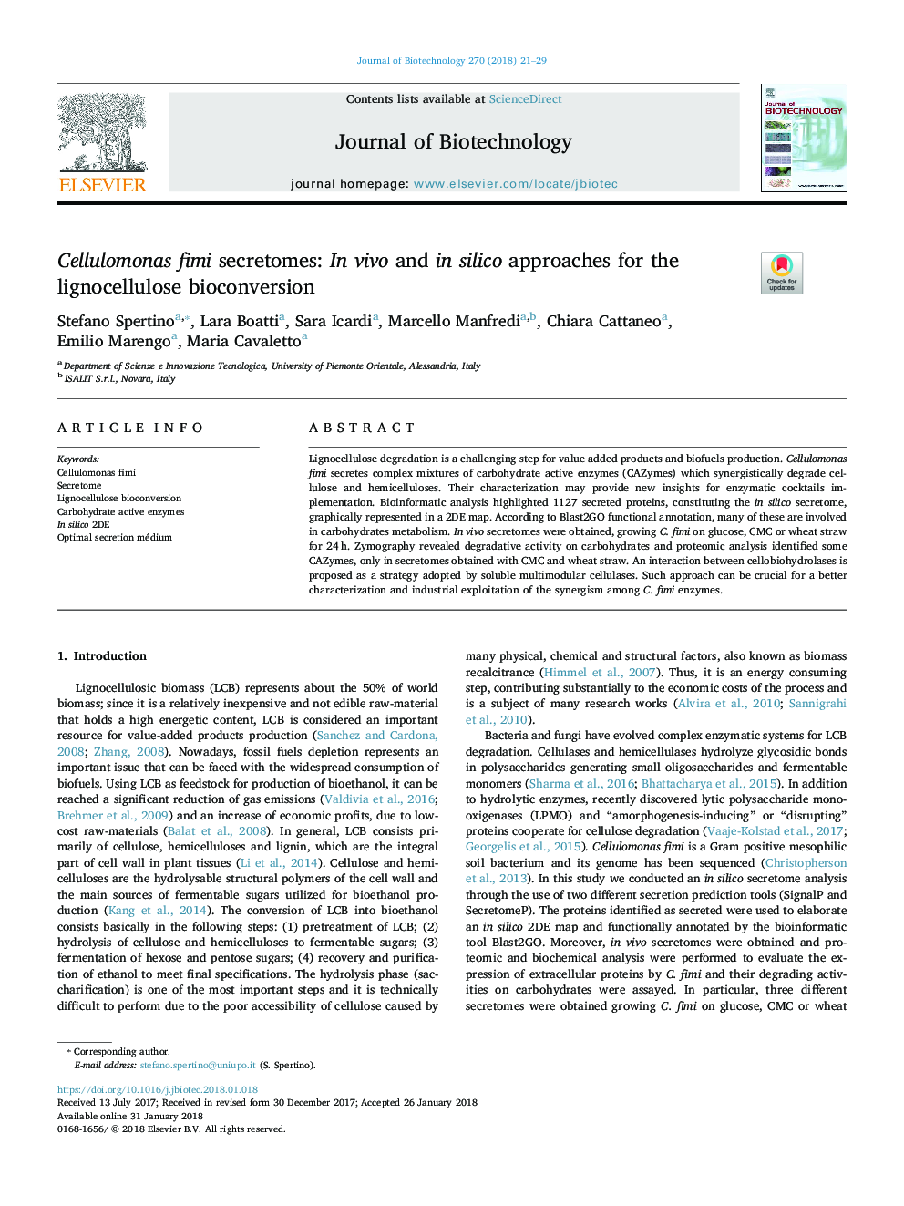Cellulomonas fimi secretomes: In vivo and in silico approaches for the lignocellulose bioconversion