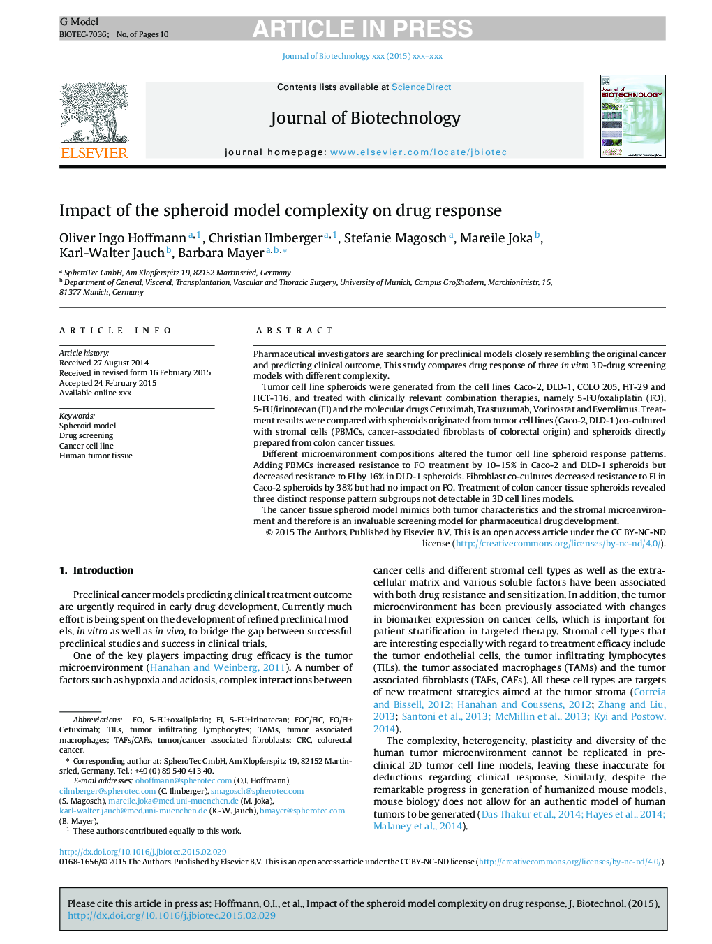 Impact of the spheroid model complexity on drug response