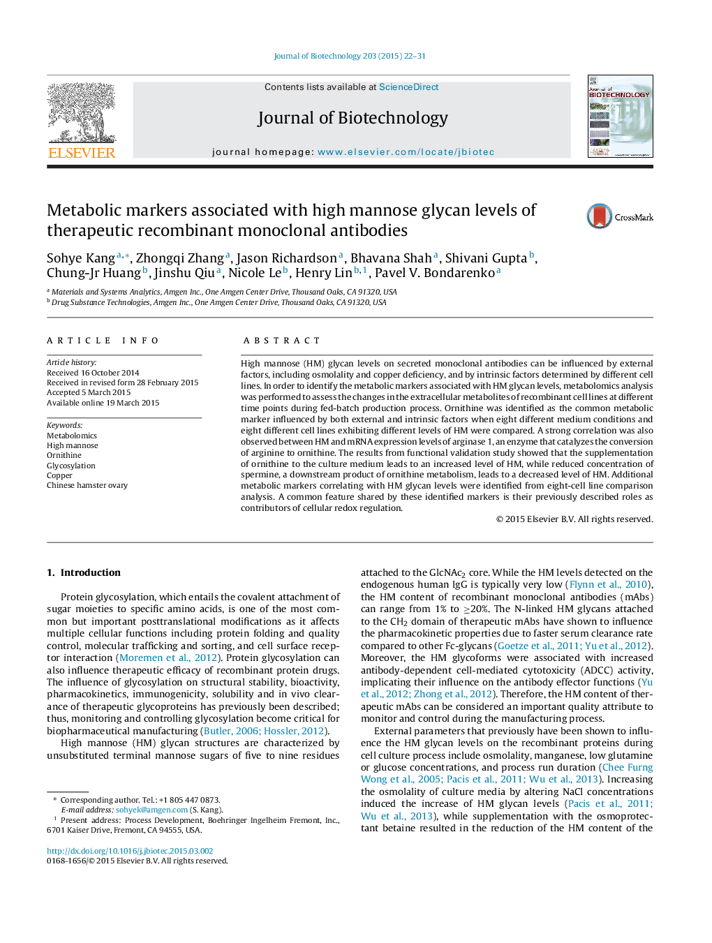 Metabolic markers associated with high mannose glycan levels of therapeutic recombinant monoclonal antibodies