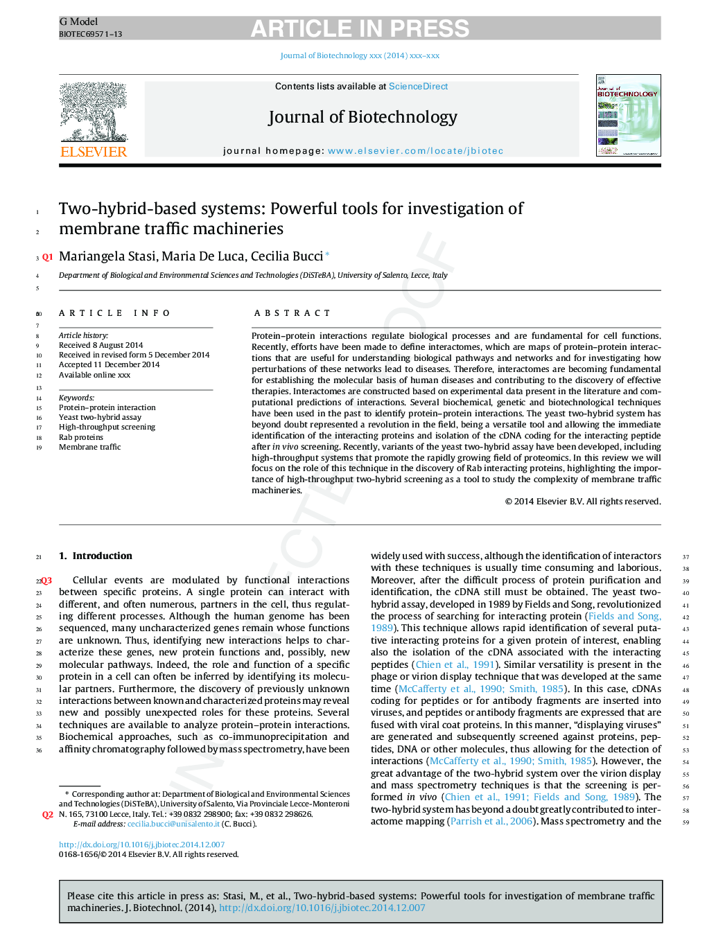 Two-hybrid-based systems: Powerful tools for investigation of membrane traffic machineries