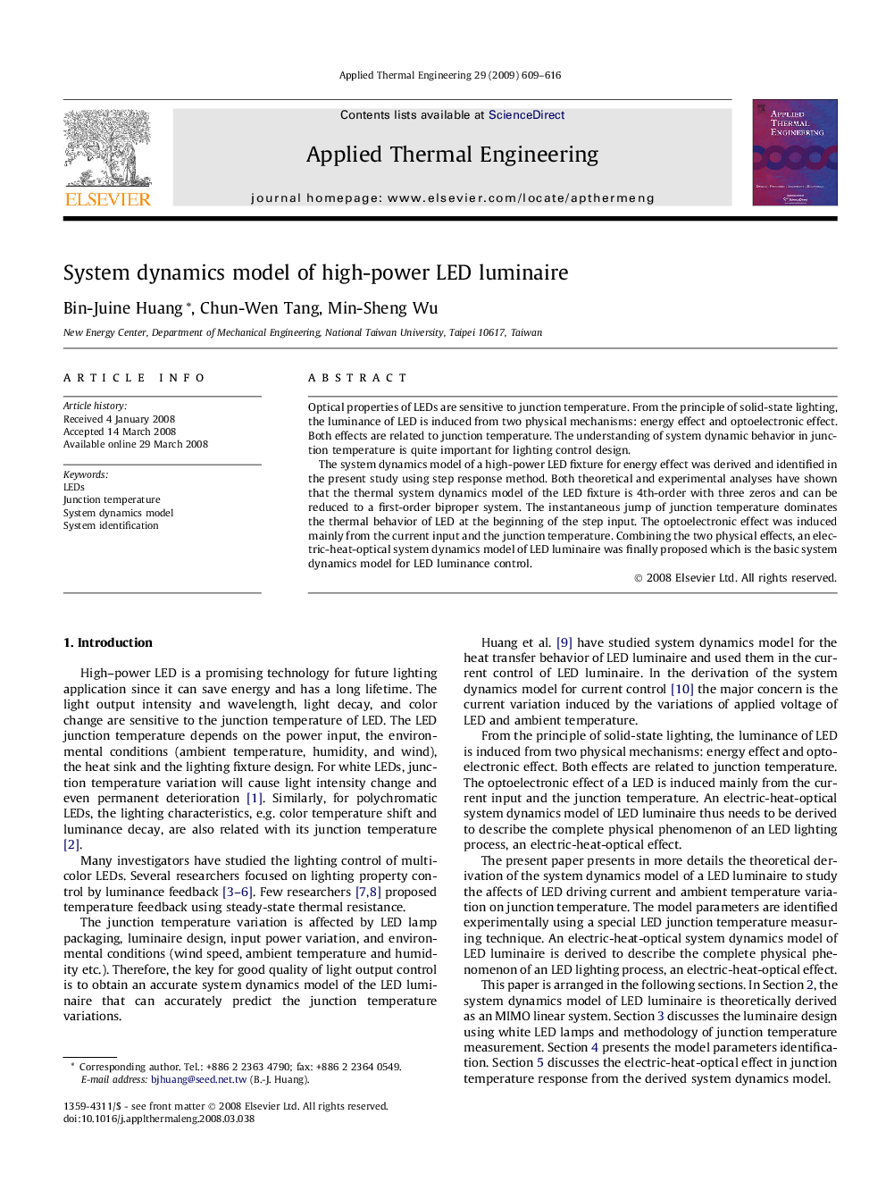 System dynamics model of high-power LED luminaire