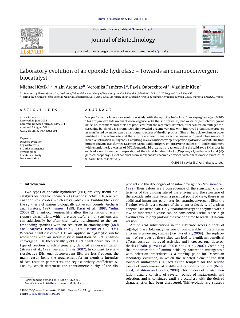 Laboratory evolution of an epoxide hydrolase - Towards an enantioconvergent biocatalyst