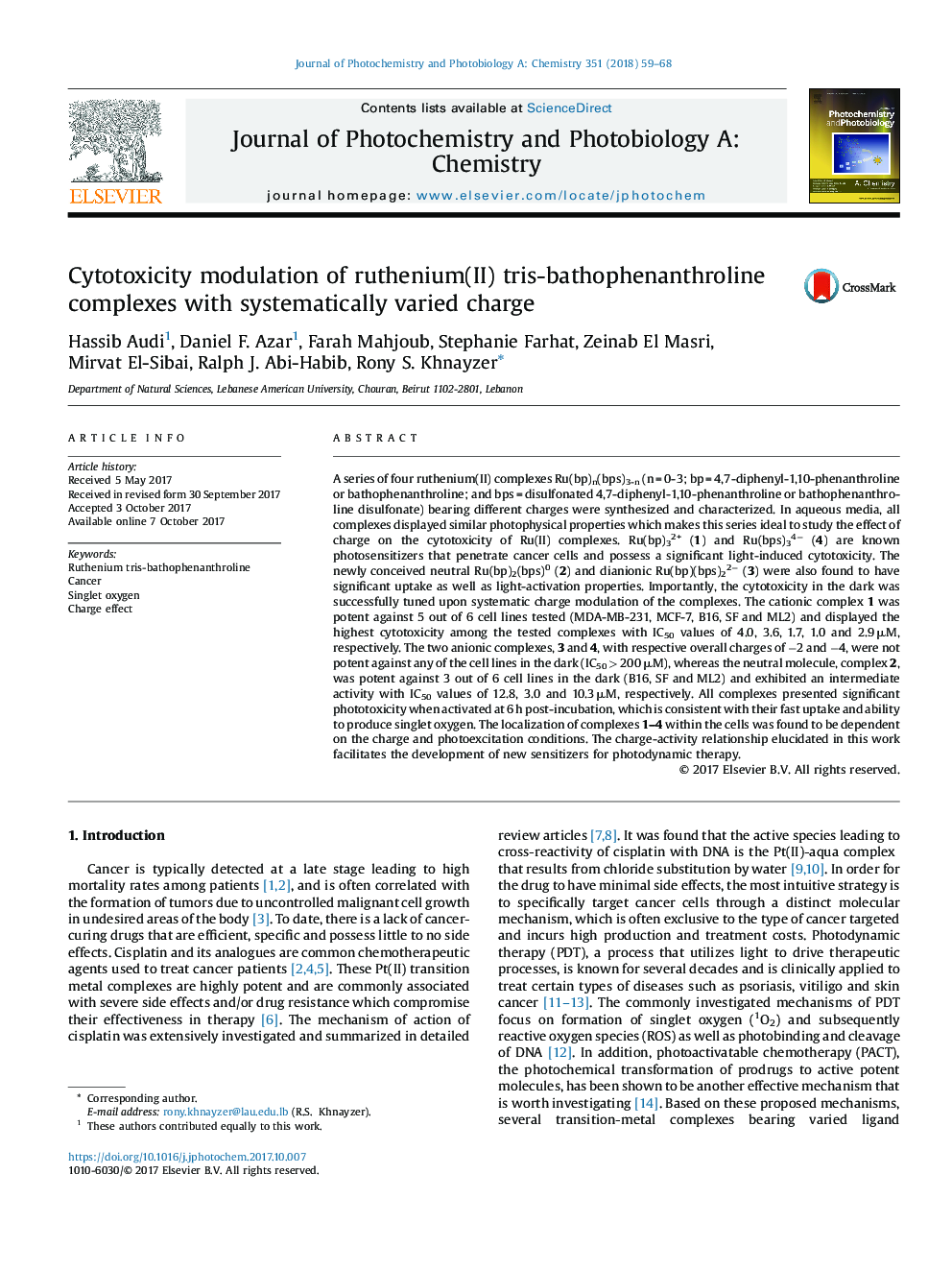 Cytotoxicity modulation of ruthenium(II) tris-bathophenanthroline complexes with systematically varied charge